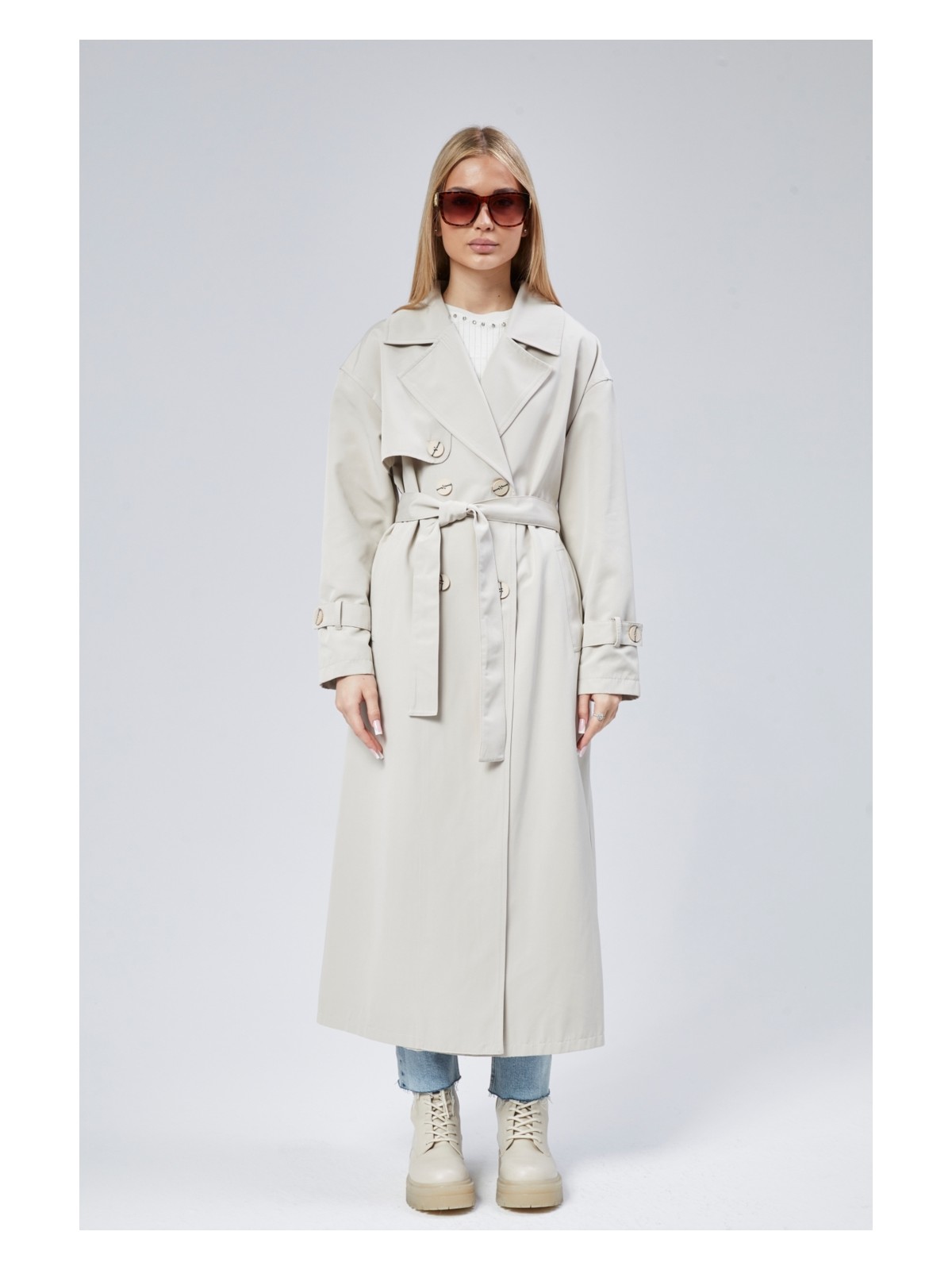 Bolivente Oversize Rüzgarlık Detaylı Trençkot - Görsel 4