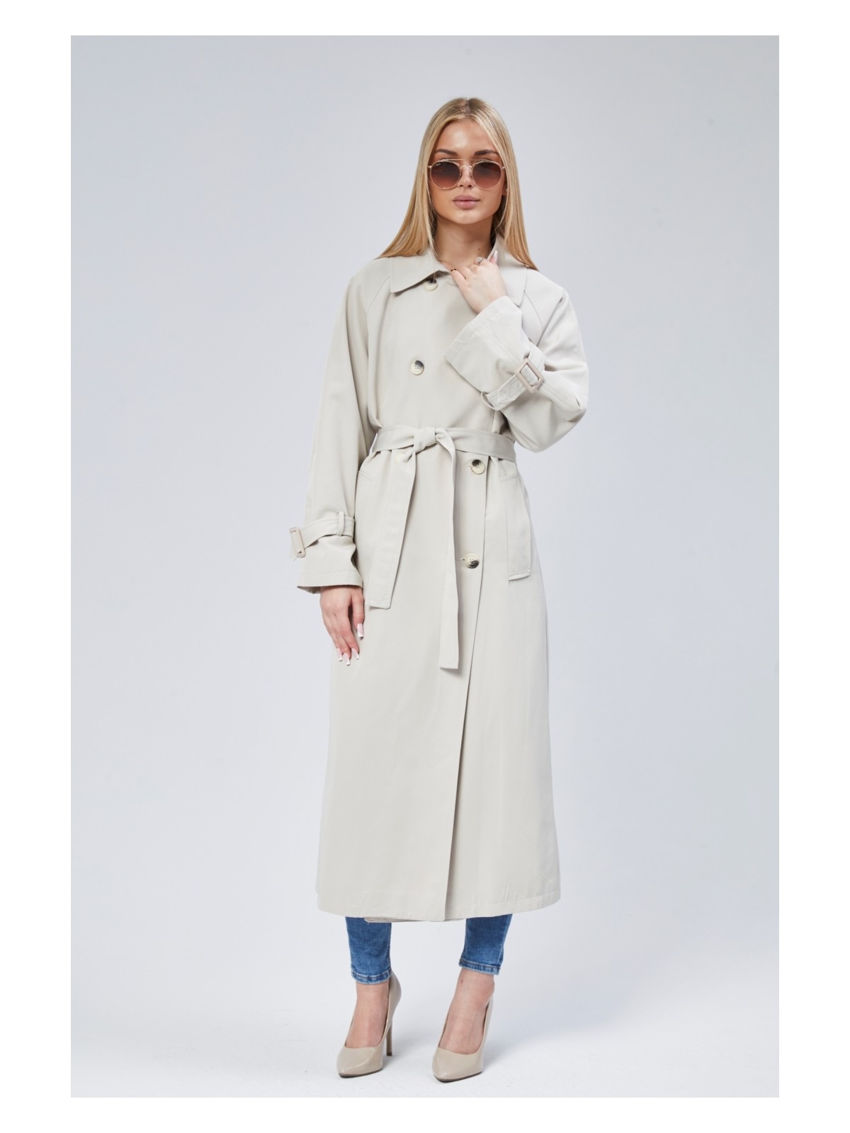 Bolivente Kadın Oversize Kuşaklı Trençkot - Görsel 6