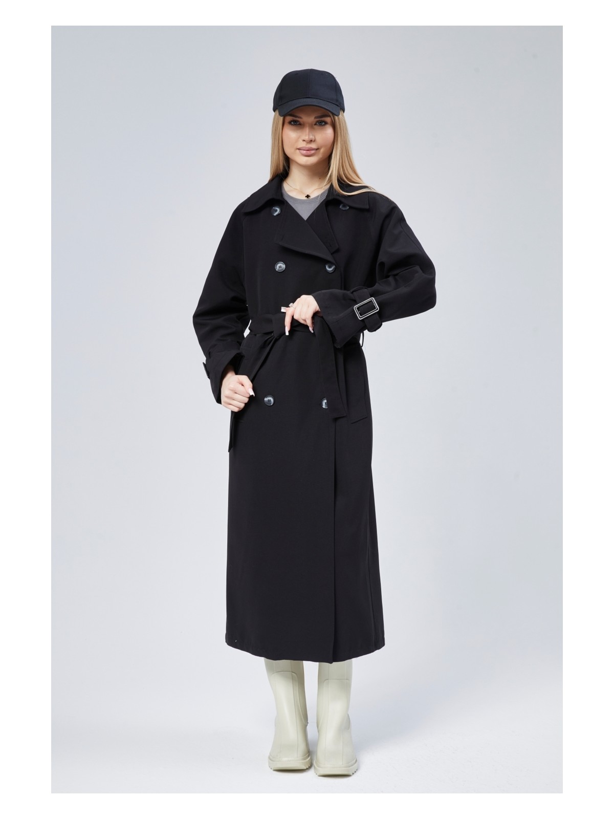 Bolivente Kadın Oversize Kuşaklı Trençkot - Görsel 3