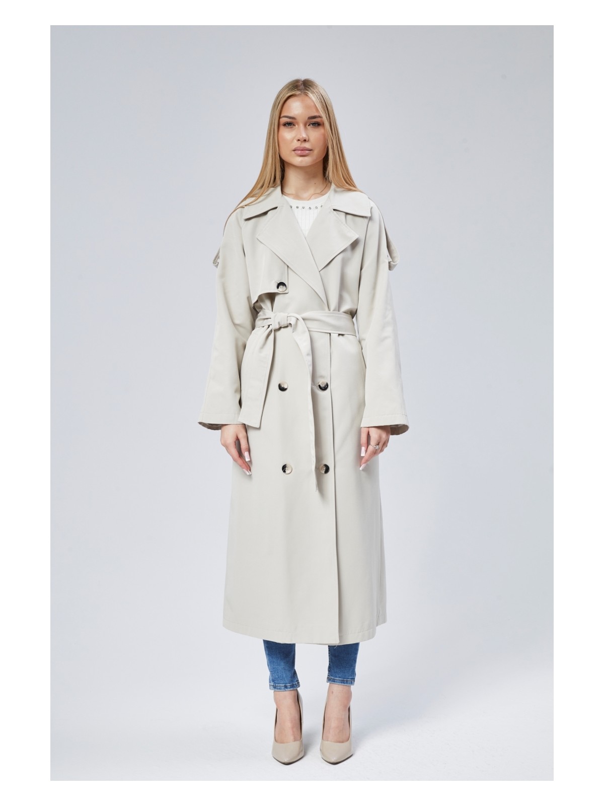 Bolivente Kadın Oversize Astarlı Uzun Trençkot