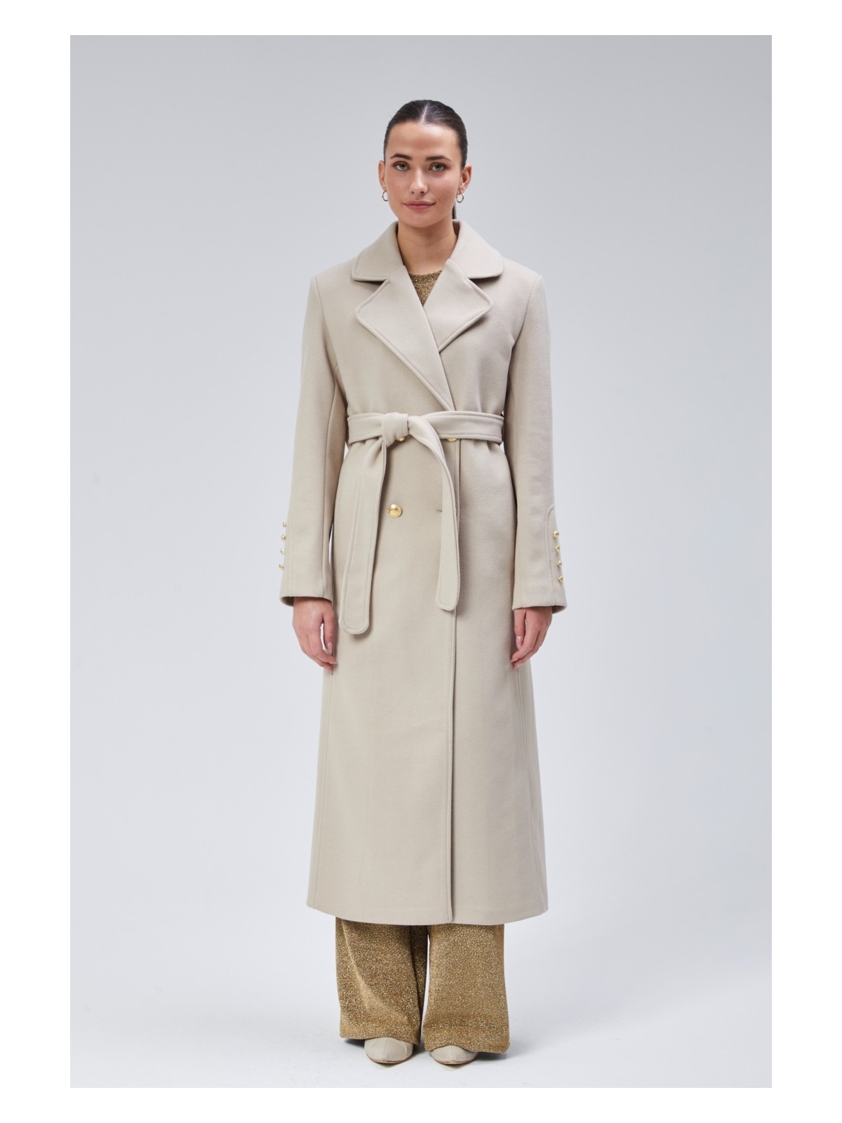 Bolivente Kadın Kol Düğme Detaylı Regular Astarlı Kaban - Görsel 5