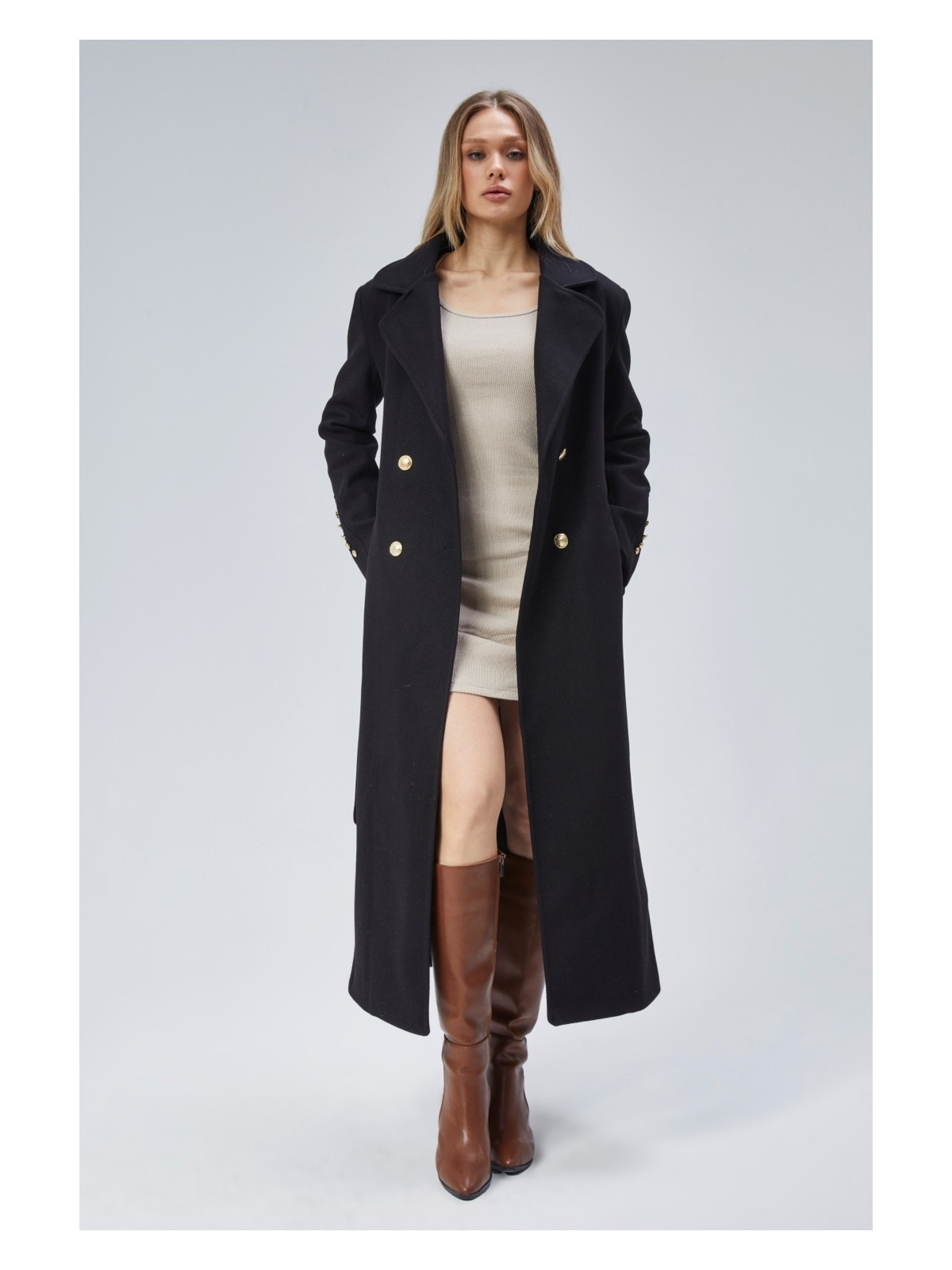 Bolivente Kadın Kol Düğme Detaylı Regular Astarlı Kaban