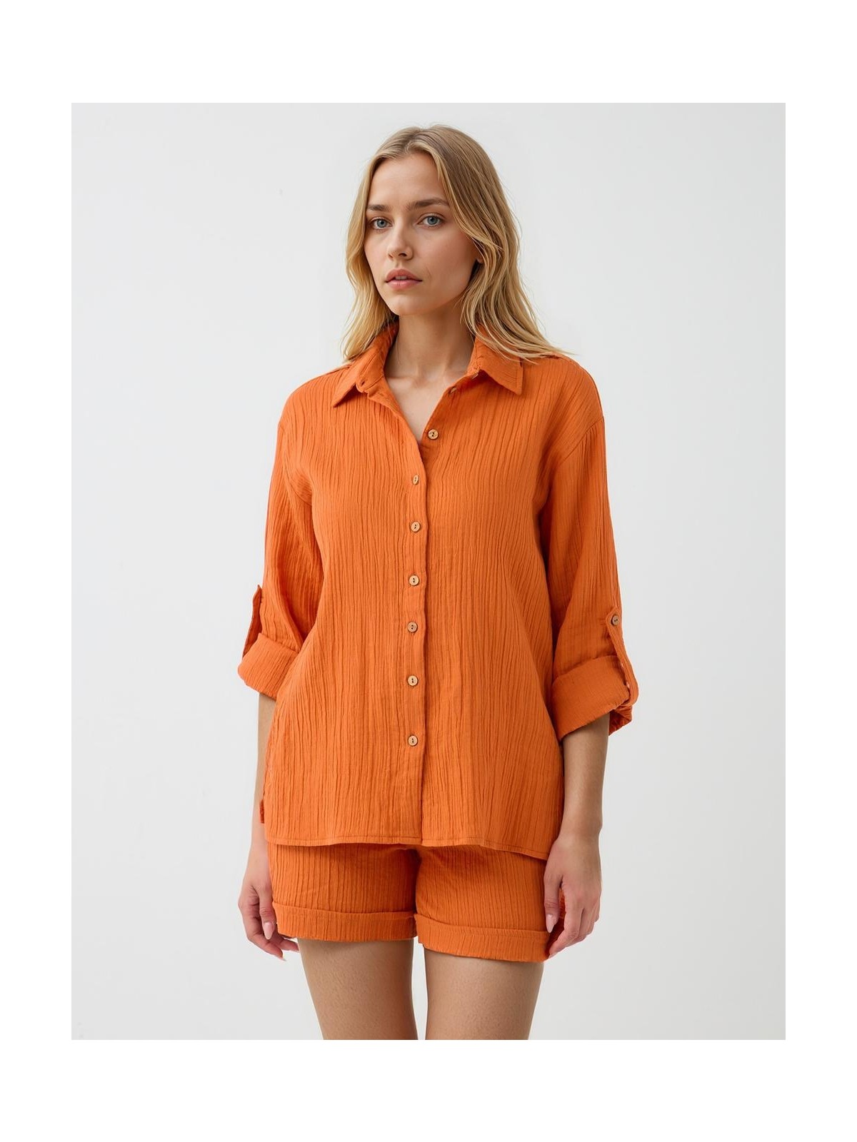 Jimmy Key Bej Uzun Kollu Düğme Detaylı Dokuma Gömlek - Görsel 3