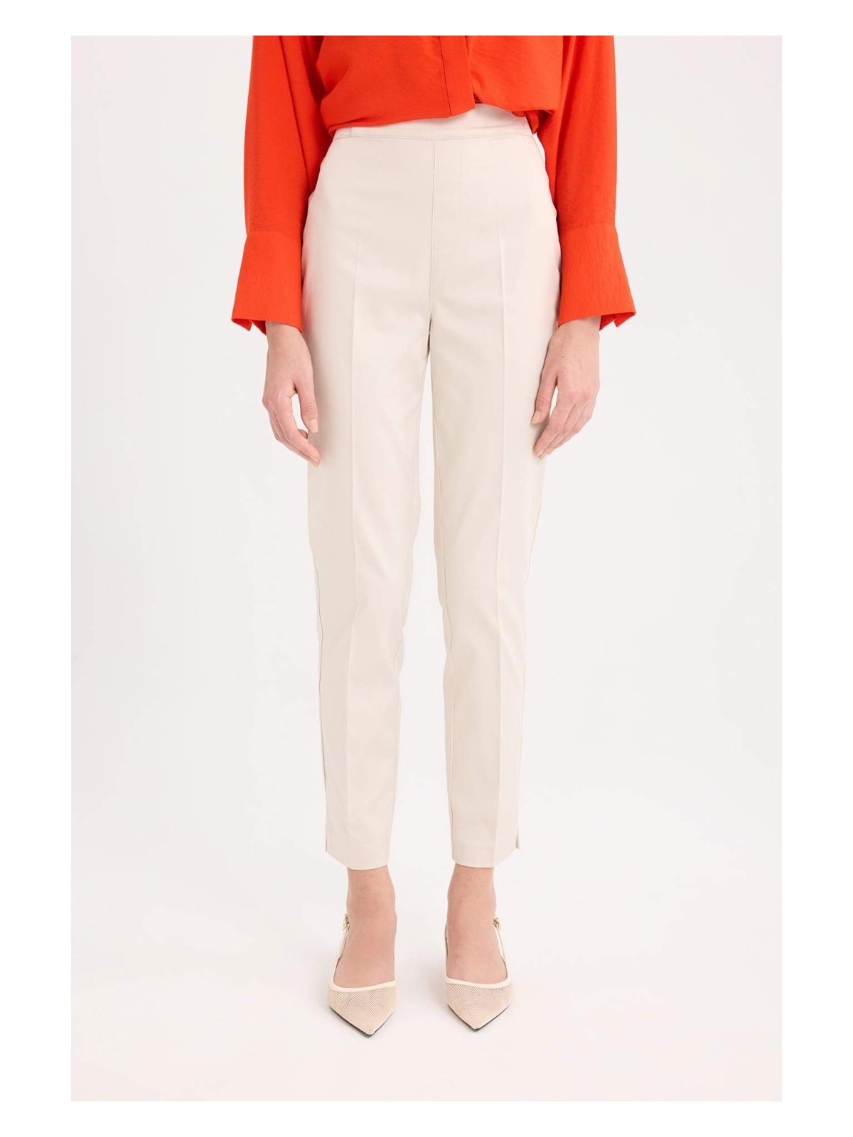 DeFacto Sigaret Saten Kumaş Pantolon Normal Bel Basic Düz Beli Lastikli Düz Paça J8743AZ25SM - Görsel 9