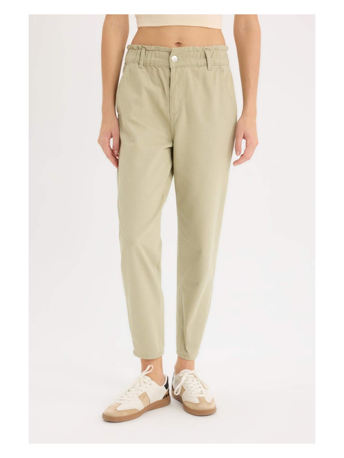 DeFacto %100 Pamuk Paperbag Gabardin Kumaş Pantolon S2790AZ25SP - Görsel 7