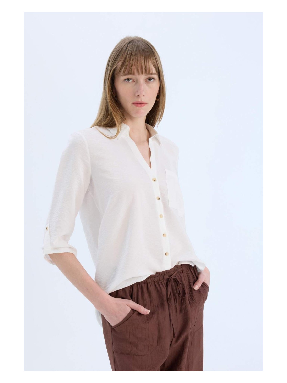 DeFacto Regular Fit Basic Düz Uzun Kollu Gömlek M9407AZ25SP - Görsel 3