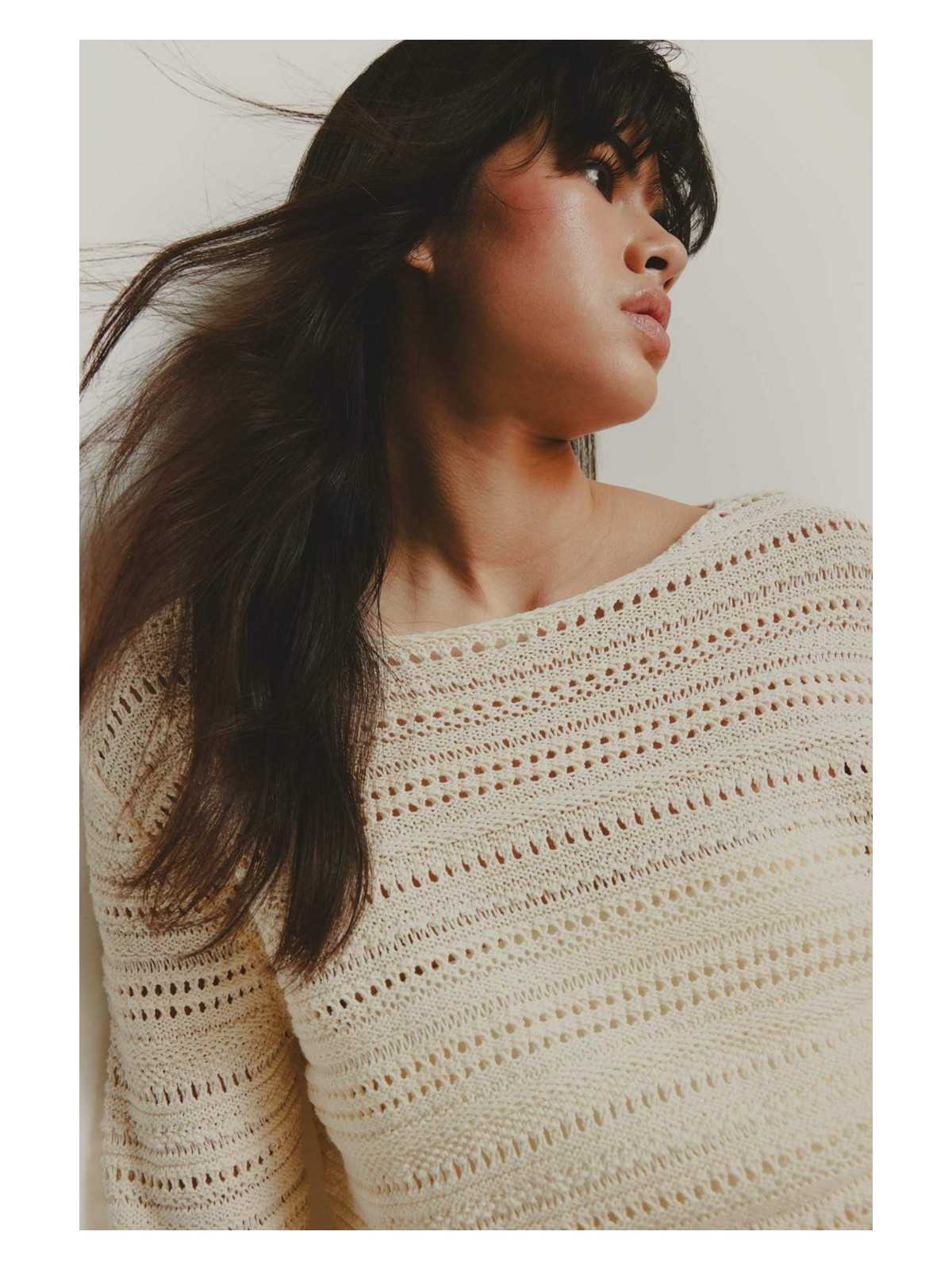 DeFacto %100 Pamuk Oversize Kayık Yaka Ajur Triko Kazak E6254AX25SP