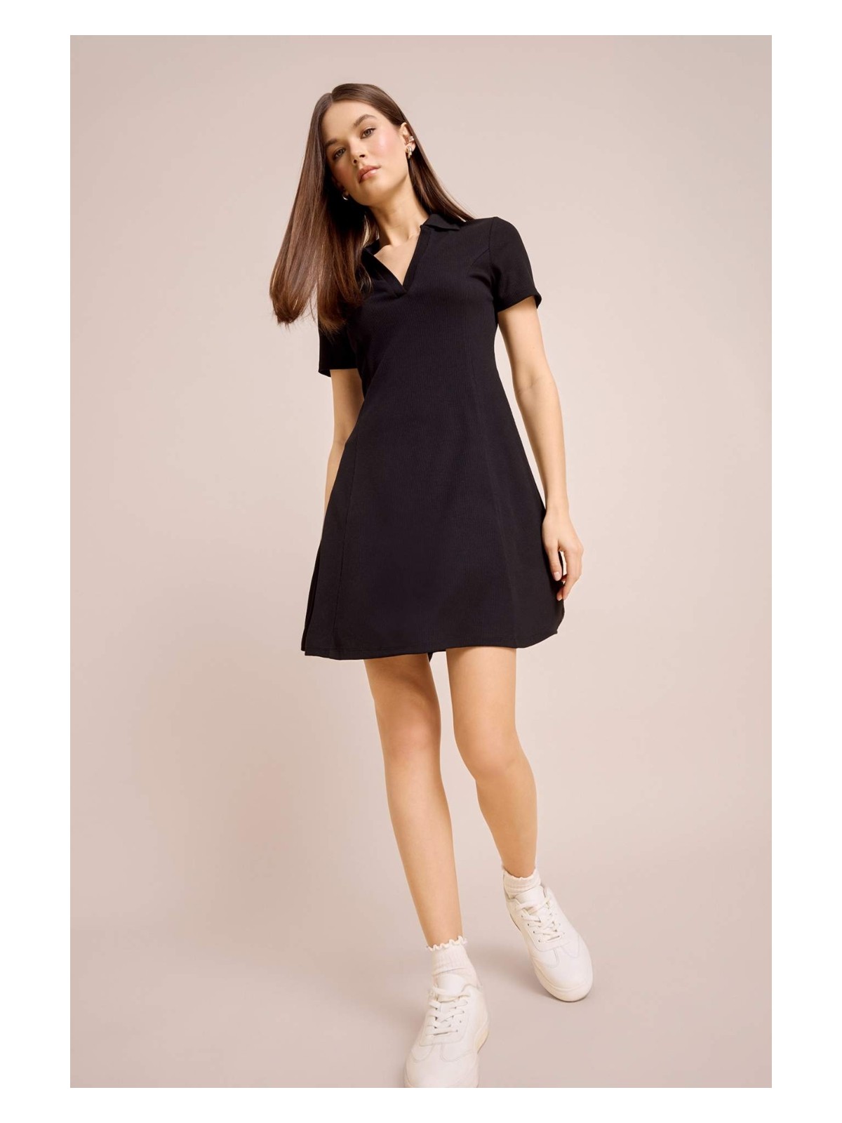 DeFacto Polo Yaka Fitilli Kaşkorse Kısa Kollu Mini Elbise E5327AX25SP