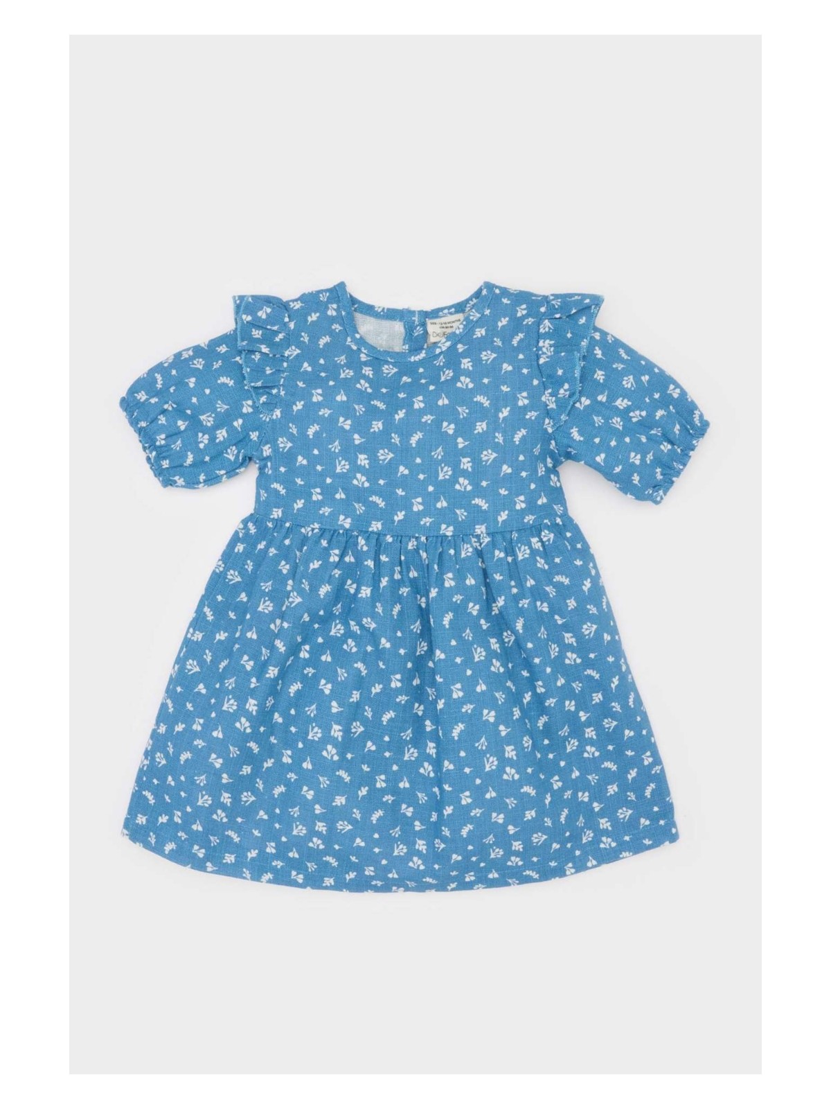 DeFacto Desenli Kısa Kollu Flamlı Poplin Elbise Kız Bebek E5809A525SP - Görsel 4
