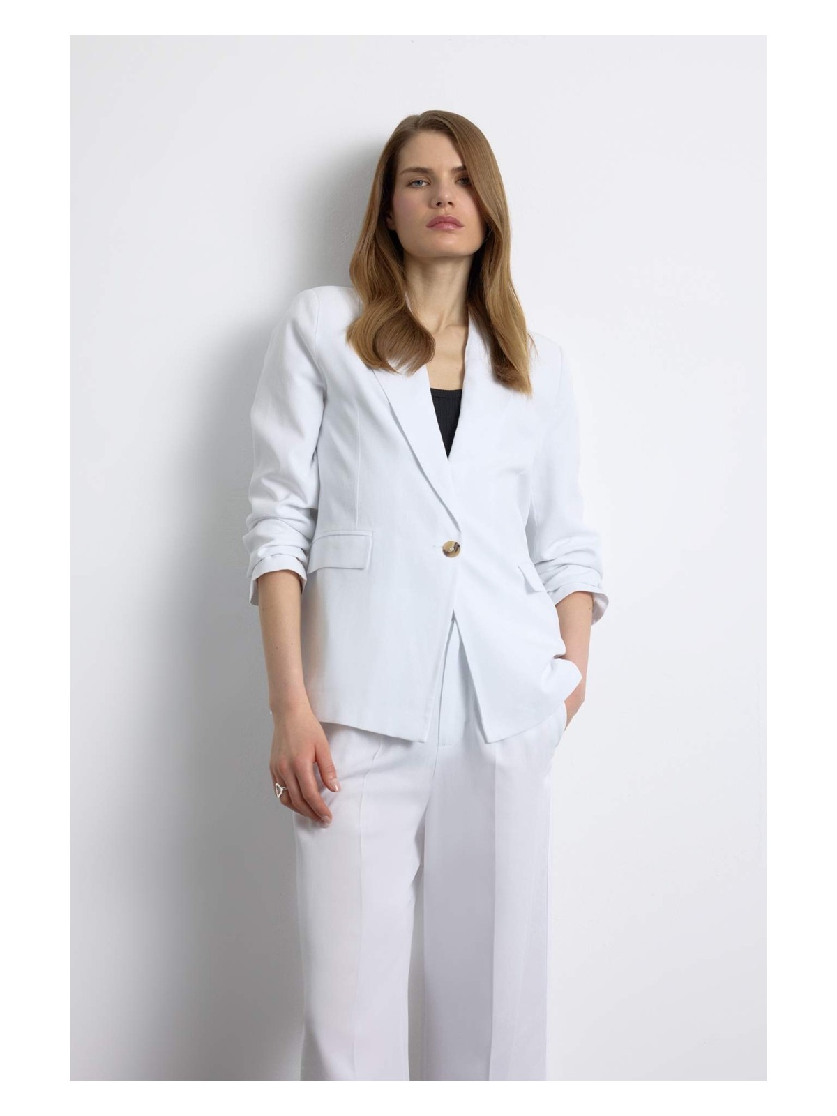 DeFacto Oversize Keten Karışımlı Blazer Ceket Z2536AZ25SP - Görsel 3