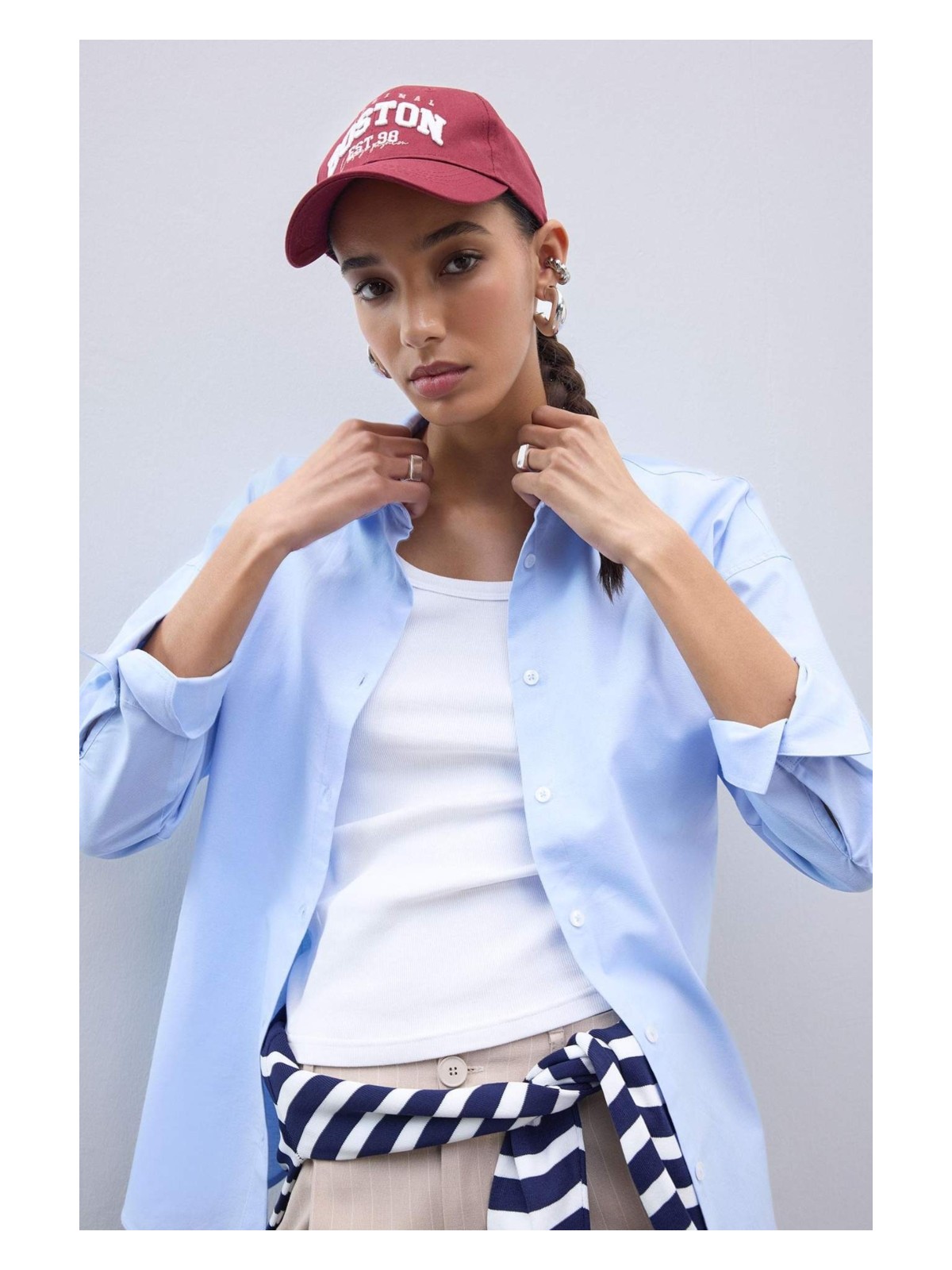 DeFacto %100 Pamuk Oversize Basic Oxford Gömlek C4597AX25SP