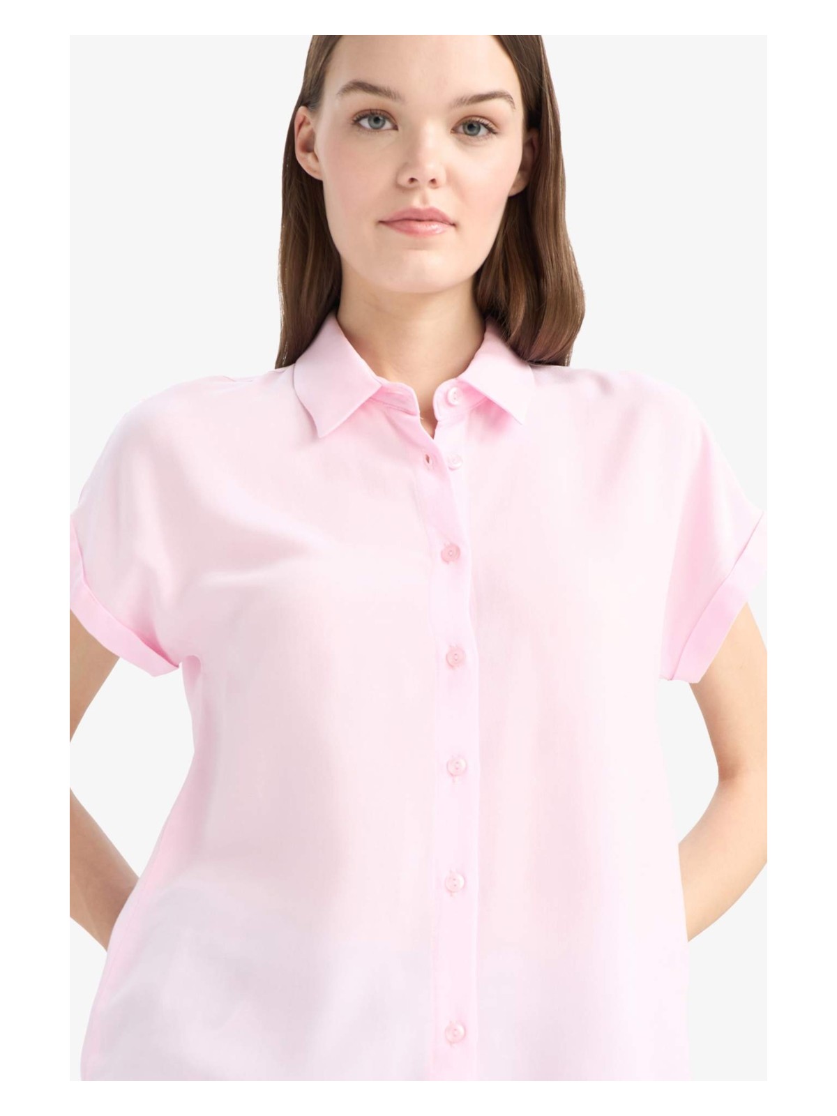 DeFacto Regular Fit Basic Düz Viskon Kısa Kollu Gömlek N7819AZ25SP