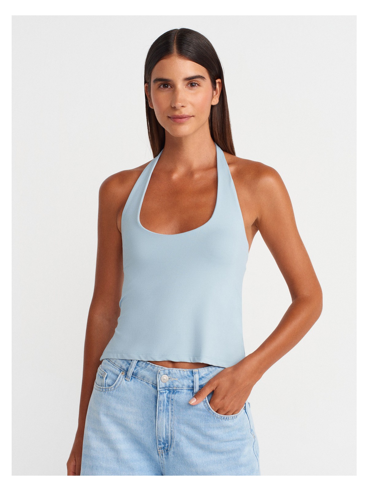 Dilvin 31753 Halter Yaka Top-Bordo - Görsel 8