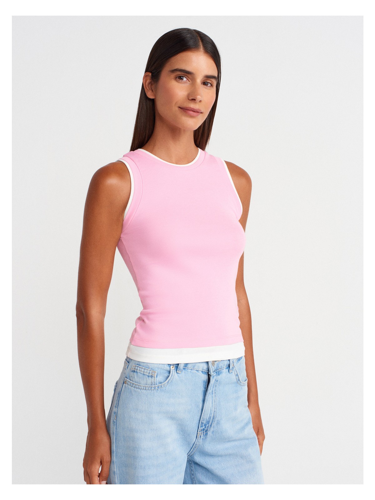 Dilvin 21086 Çift Görünümlü Kolsuz Top-Koyu Kahve - Görsel 9