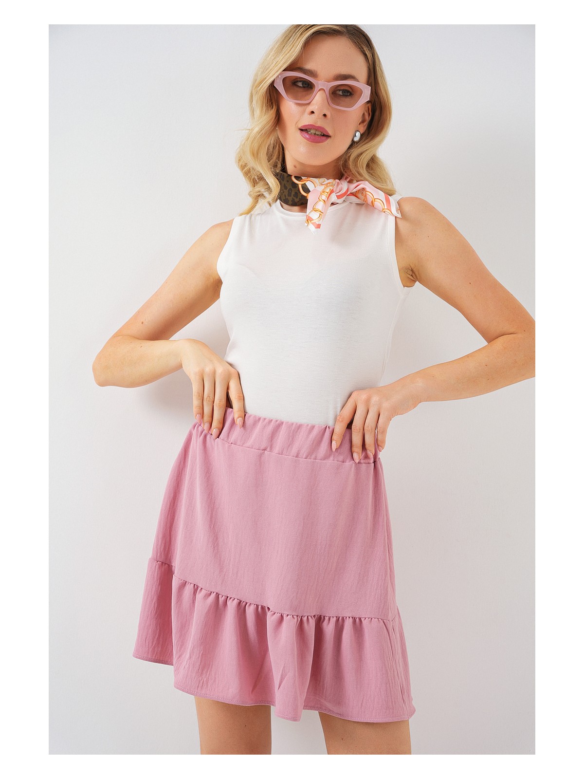 Bigdart Kadın Ayrobin Mini Etek 8054 - Mavi - Görsel 6