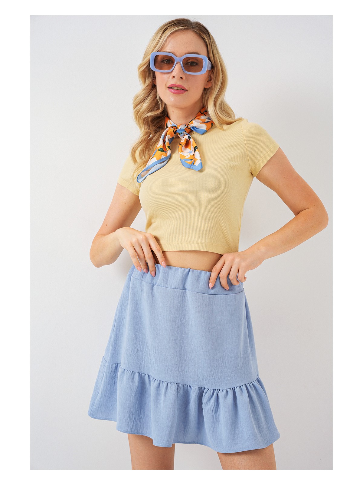 Bigdart Kadın Ayrobin Mini Etek 8054 - Mint - Görsel 7