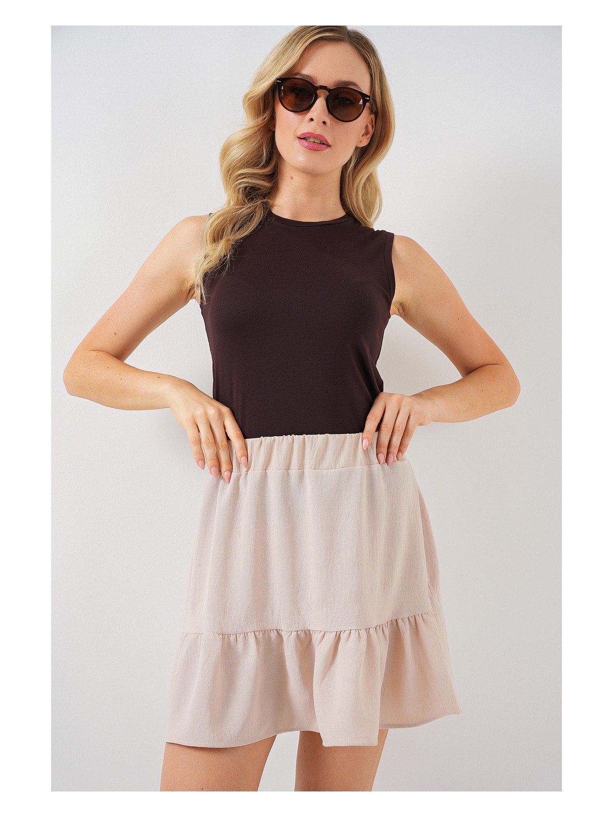 Bigdart Kadın Ayrobin Mini Etek 8054 - Mavi - Görsel 5