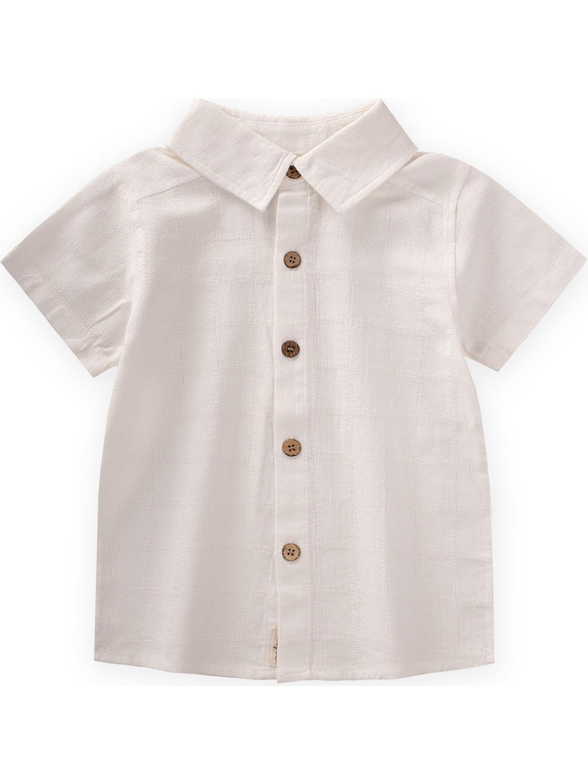 Cigit Kare Desenli Gömlek 2-10 Yaş Ekru