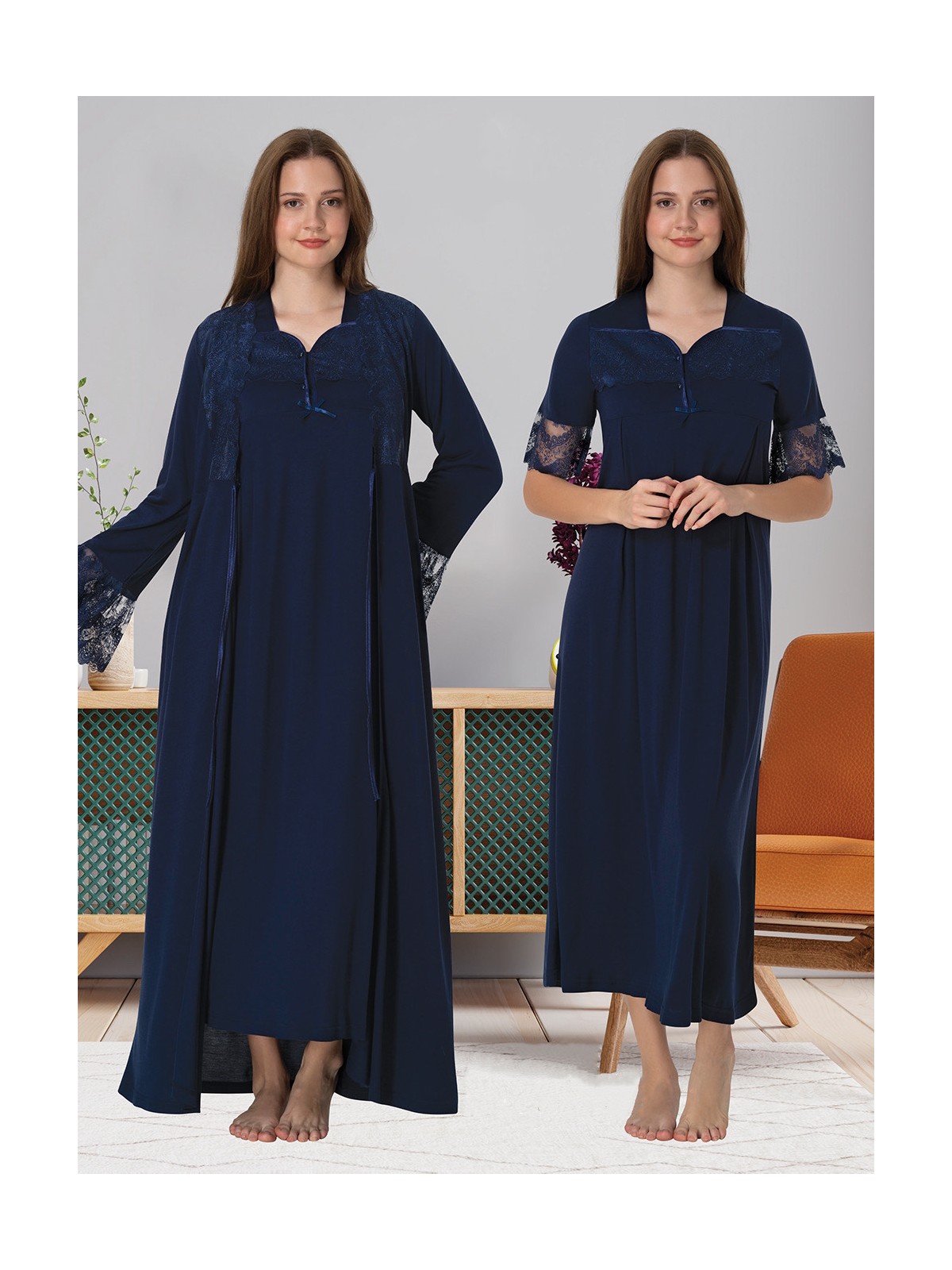 Effortt Dvina Effortt Lohusa Sabahlık ve Gecelik Takımı Pembe - 9015 - Görsel 5