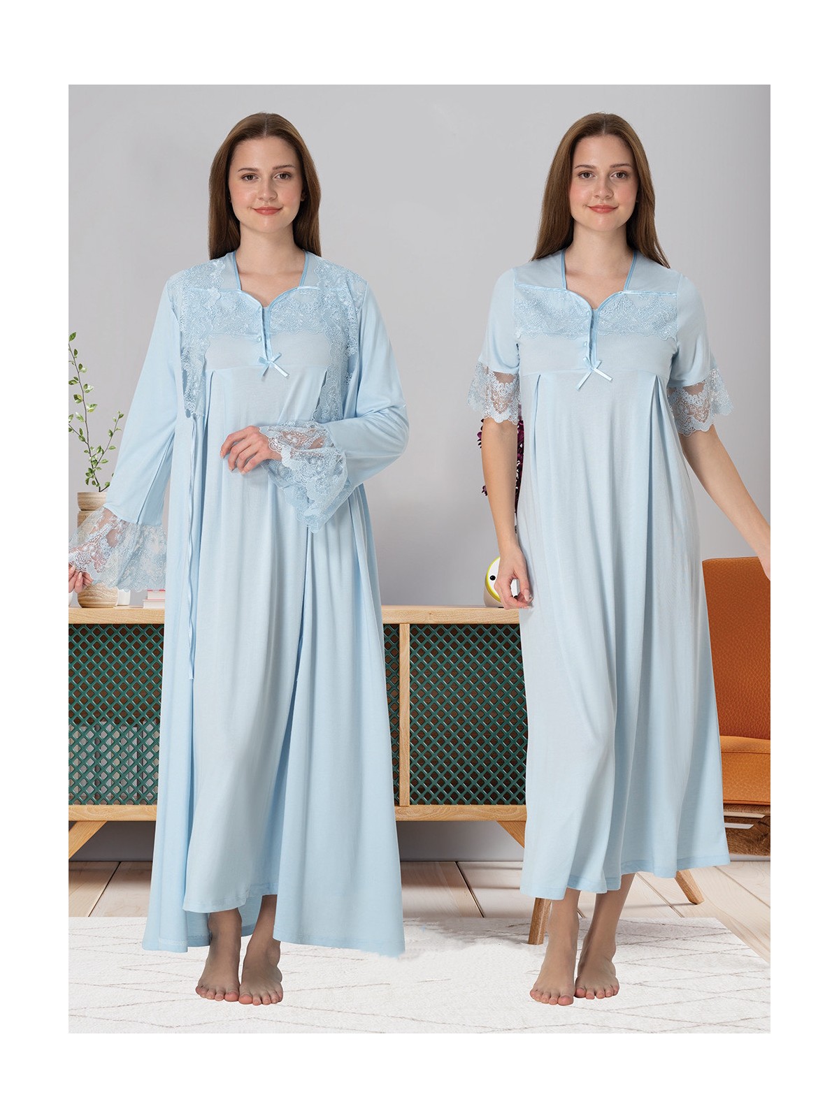 Effortt Dvina Effortt Lohusa Sabahlık ve Gecelik Takımı Pembe - 9015 - Görsel 6