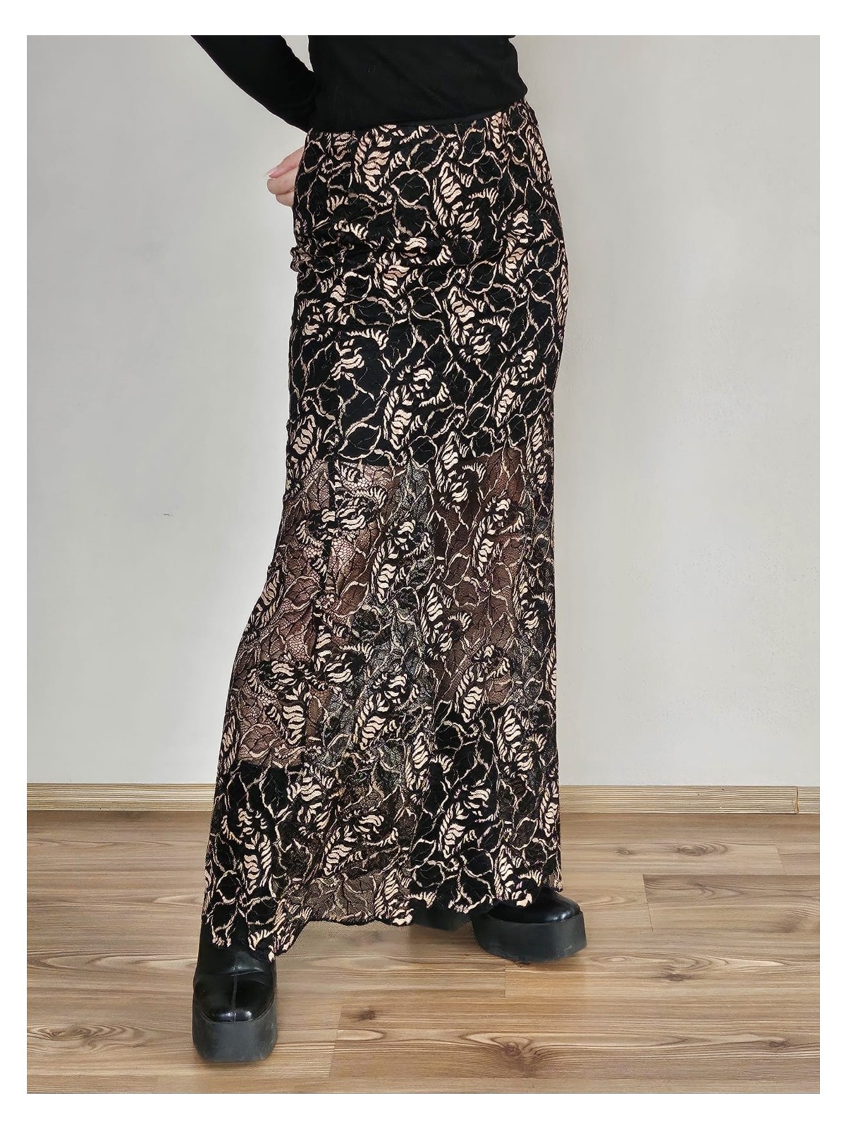 Deep Beach Retro Dantel Maxi Etek