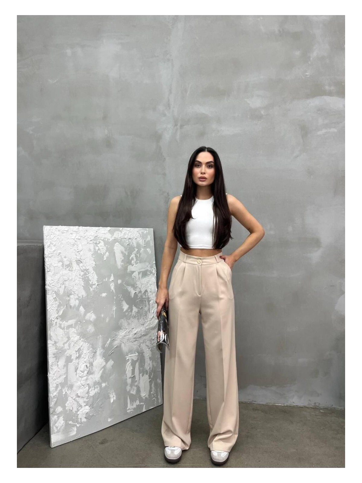 Rawea Kadın Palazzo Pantolon Dabıl Kumaş - Görsel 6