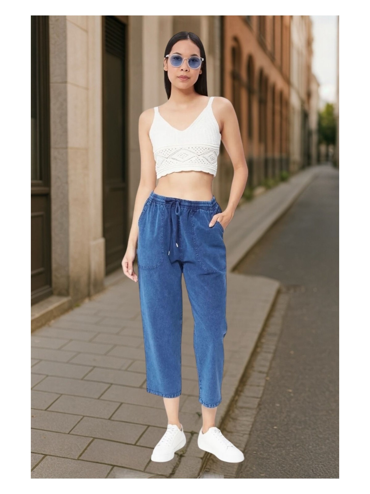 BirbeyStore Kapri Eşofman Hambez Rahat Kalıp Yazlık Beli Lastikli Keten Görünümlü - Görsel 6