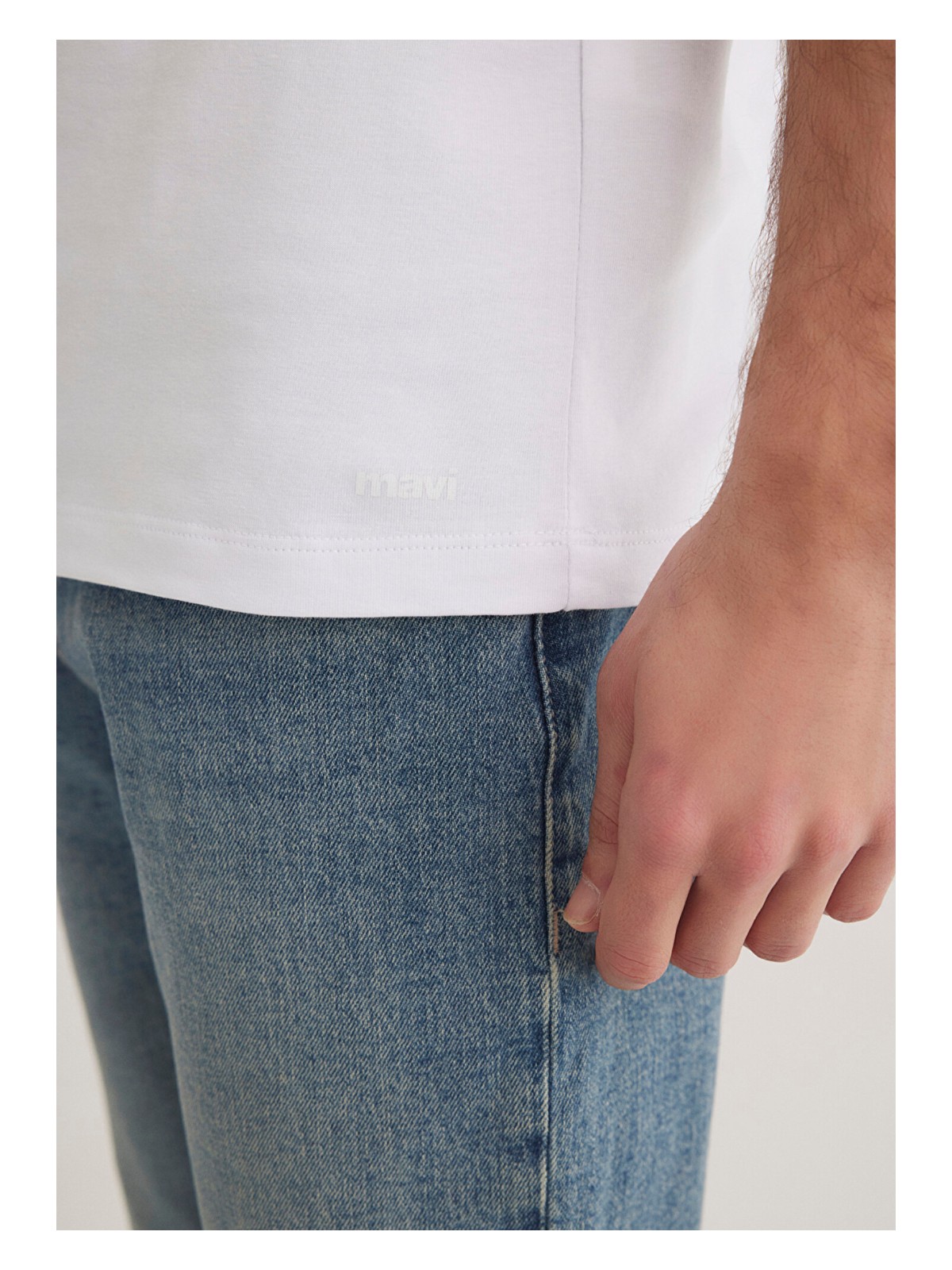 Mavi Stretch Beyaz Basic Tişört 061747-620 - Görsel 7