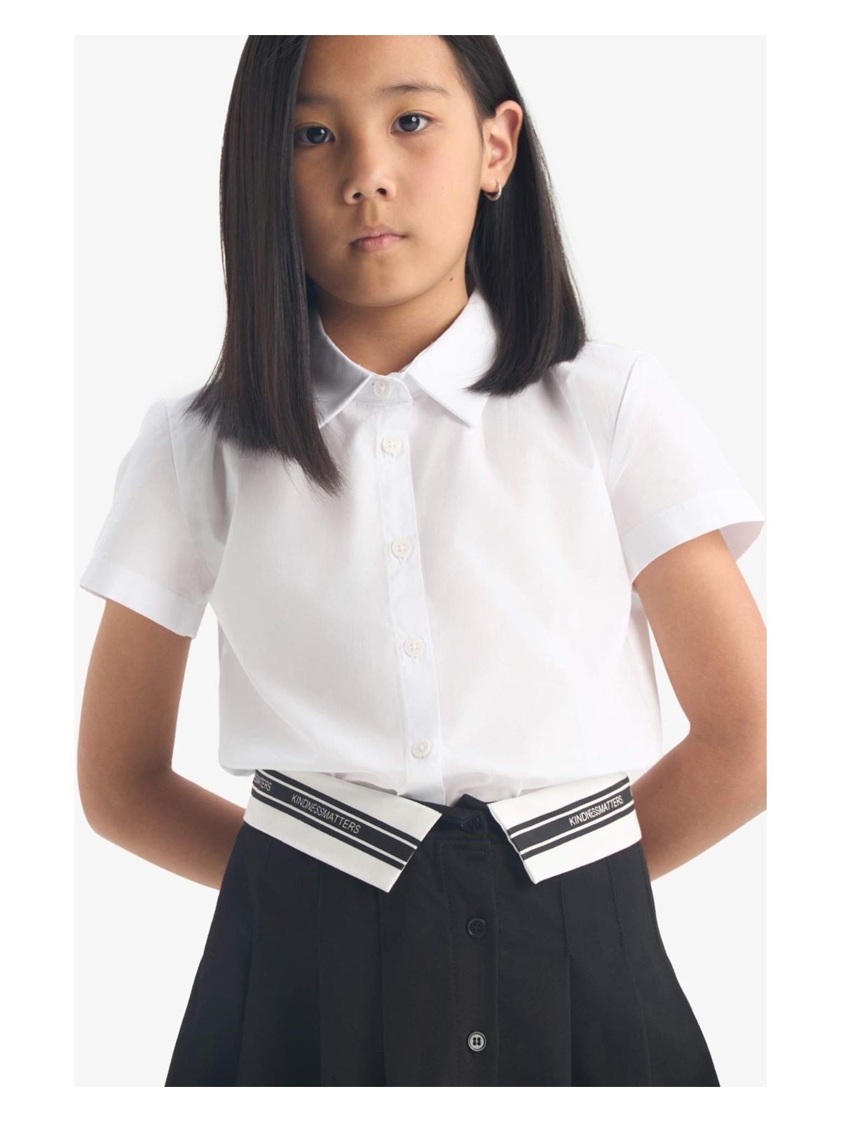 DeFacto Poplin Kısa Kollu Okul Gömleği Kız Çocuk D6539A825AU