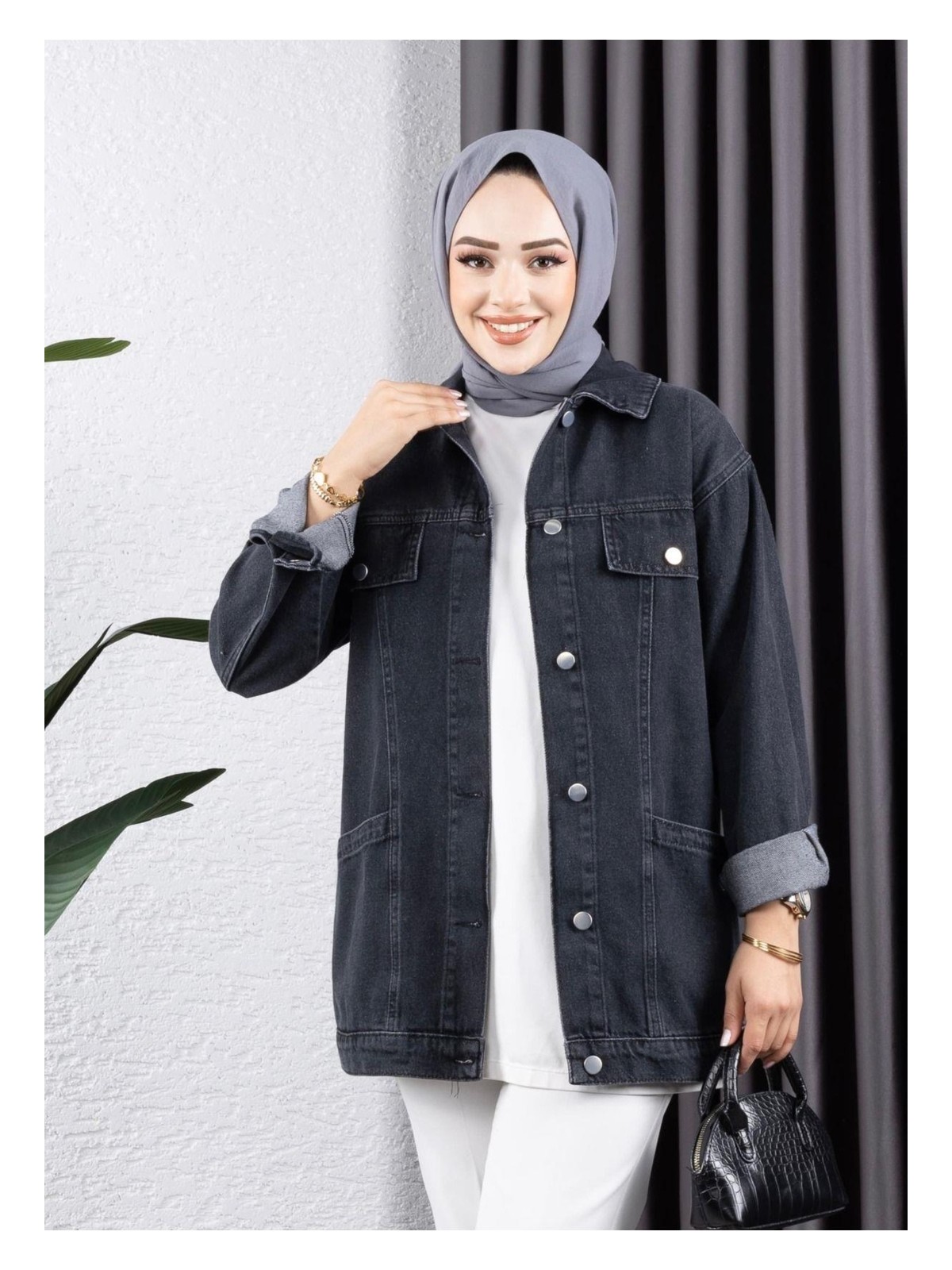 Harman Butik Kadın Cep Detaylı Denim Kot Ceket - Görsel 5