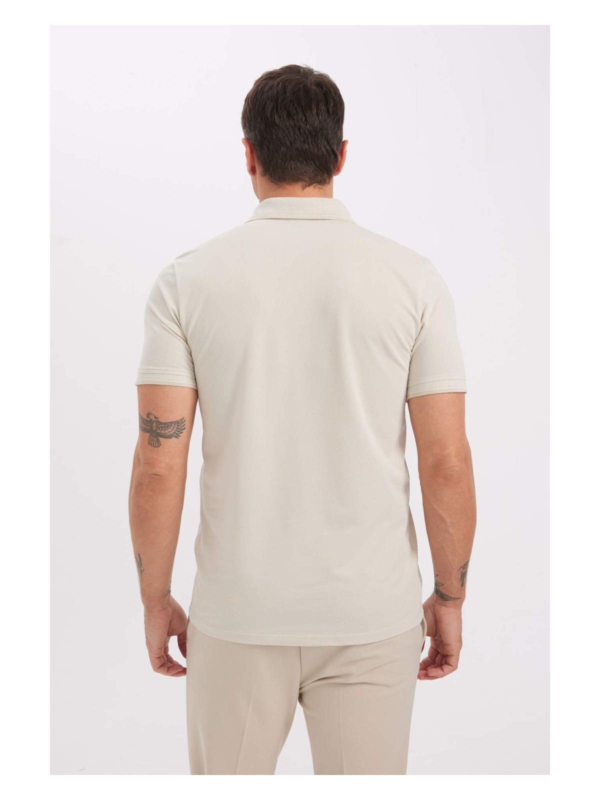 DeFacto Slim Fit Dar Kesim Polo Yaka Kısa Kollu Pamuklu Tişört D0033AXNS - Görsel 7