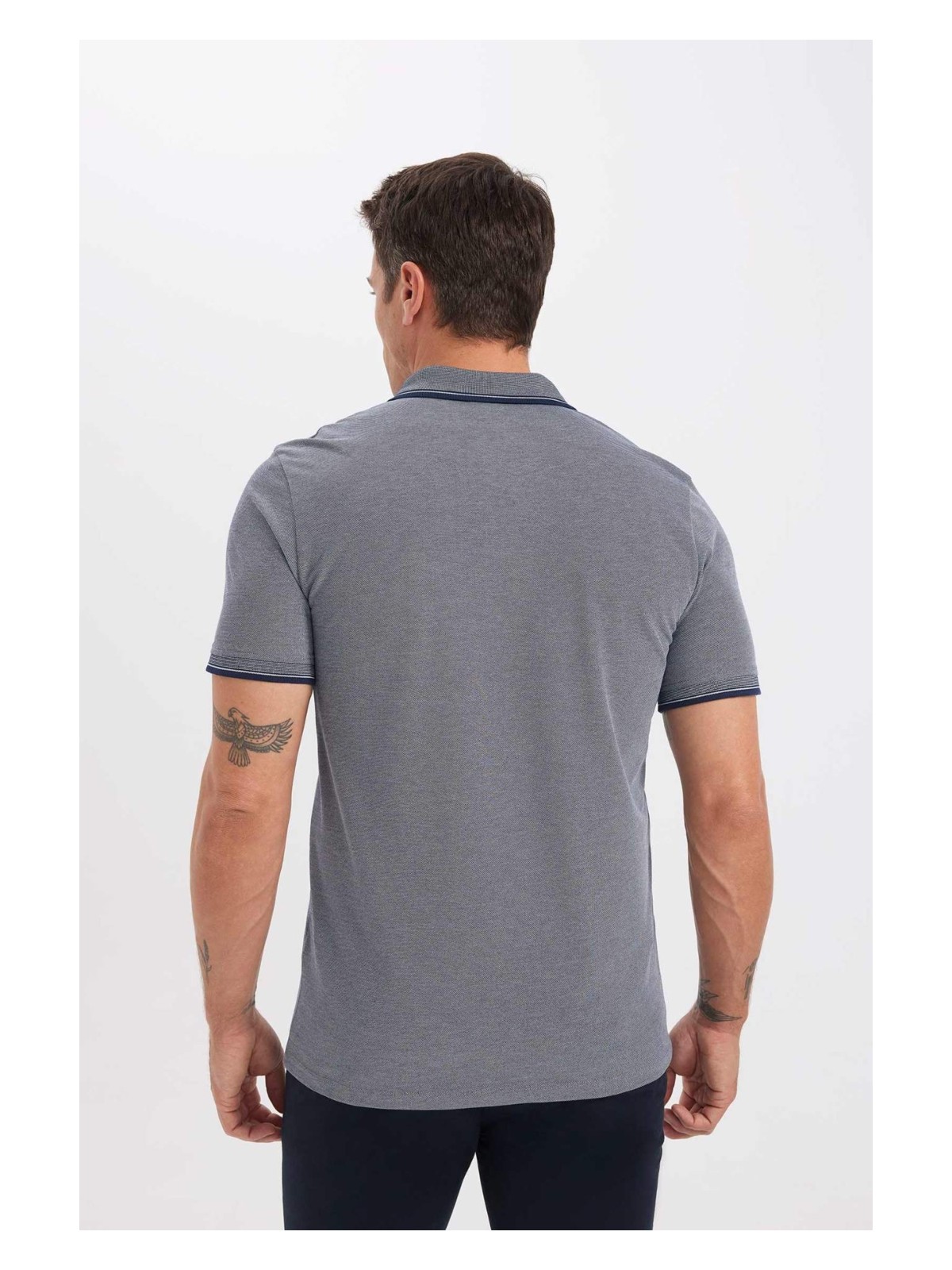 DeFacto Slim Fit Dar Kesim Polo Yaka Kısa Kollu Pamuklu Tişört D0033AXNS - Görsel 6