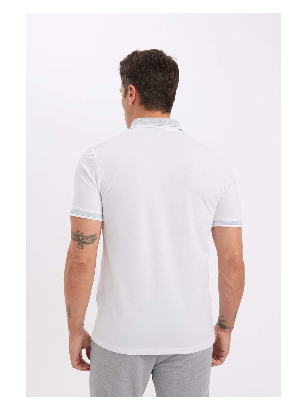DeFacto Slim Fit Dar Kesim Polo Yaka Kısa Kollu Pamuklu Tişört D0033AXNS - Görsel 6