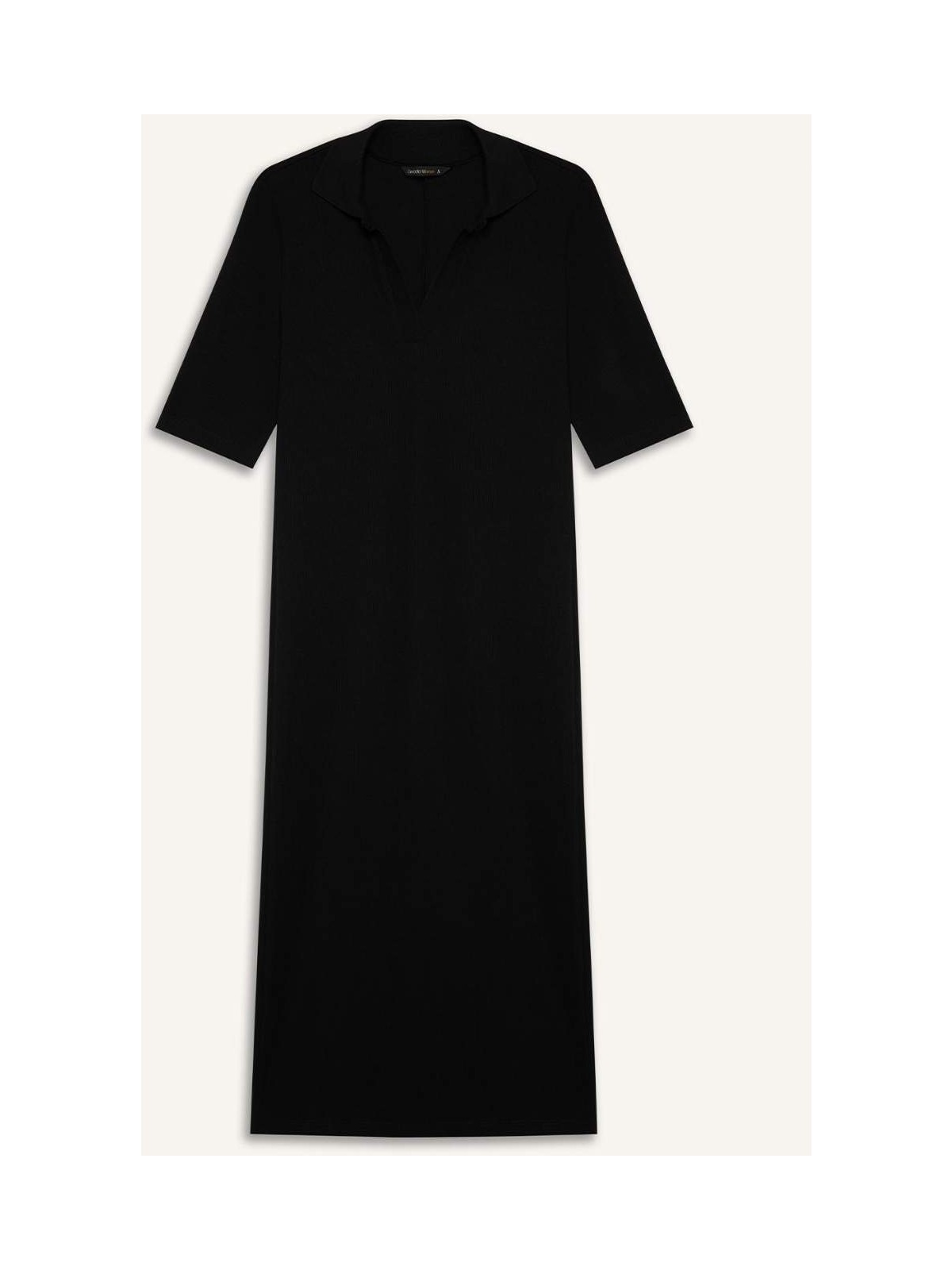 DeFacto Bodycon Vücudu Saran Polo Yaka Fitilli Kaşkorse Kısa Kollu Midi Elbise E6806AX25SP - Görsel 7