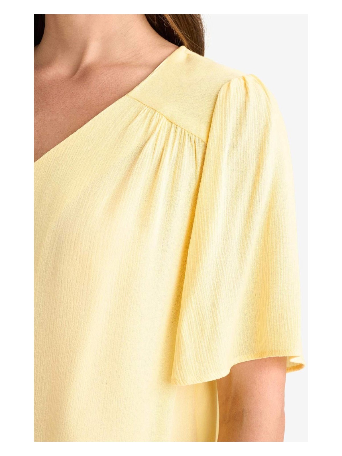 DeFacto Regular Fit V Yaka Krinkıl Viskon Kısa Kollu Gömlek F0996AX25SM - Görsel 8