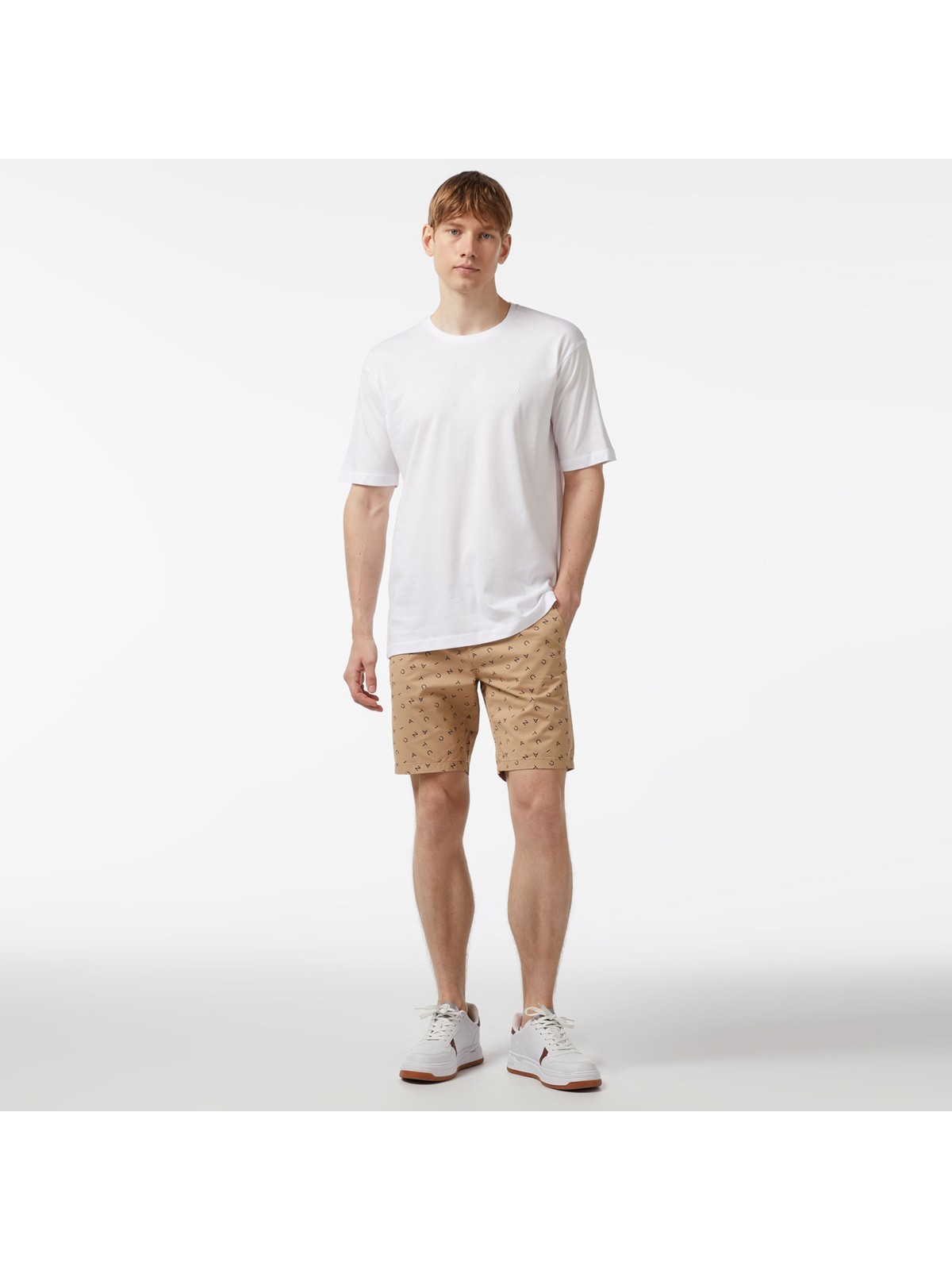 Nautica Erkek Bej Slim Fit Baskılı Bermuda B35517T.2SA
