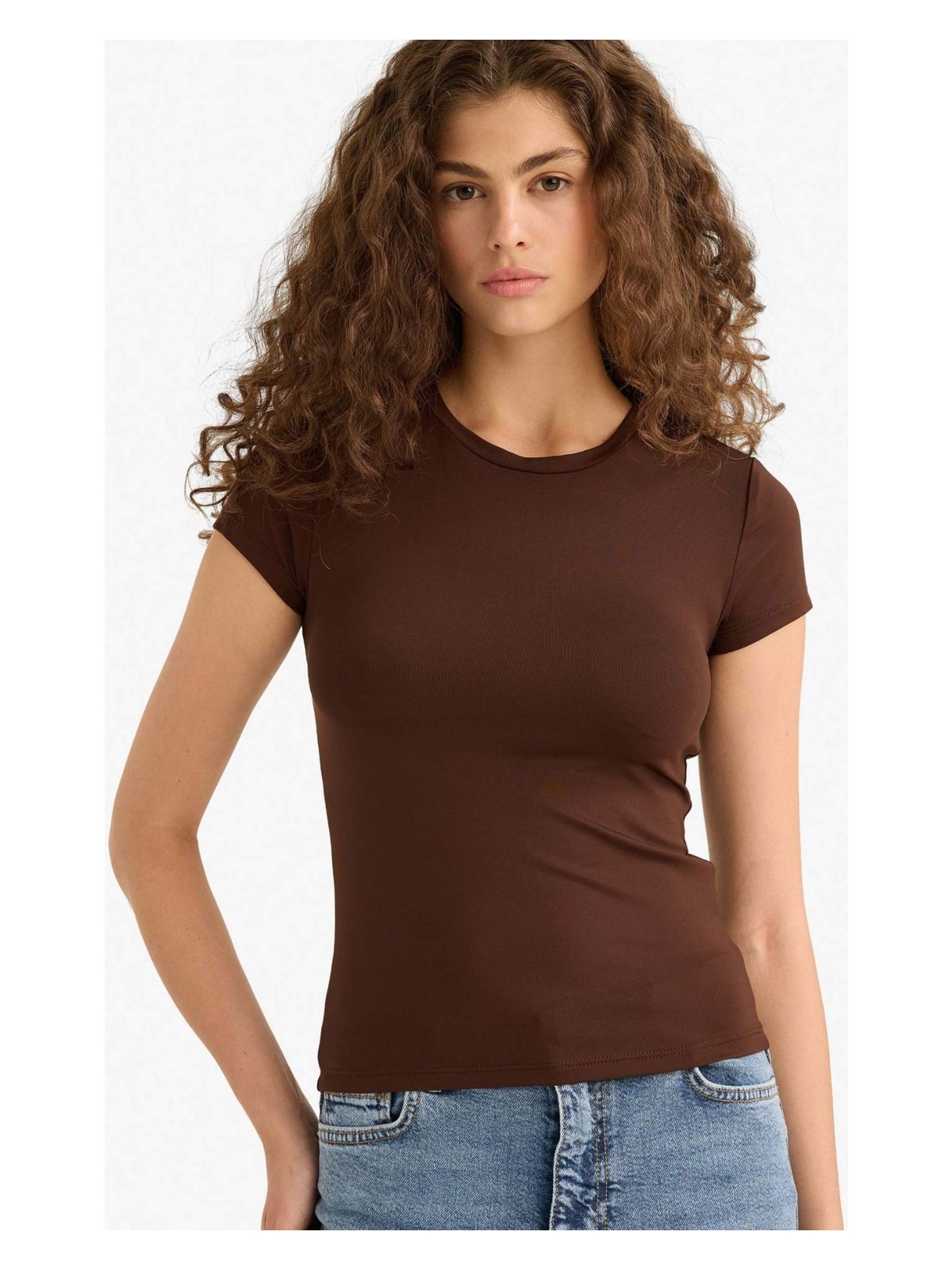 DeFacto Slim Fit Basic Beyaz Tişört F7768AX25AU - Görsel 5