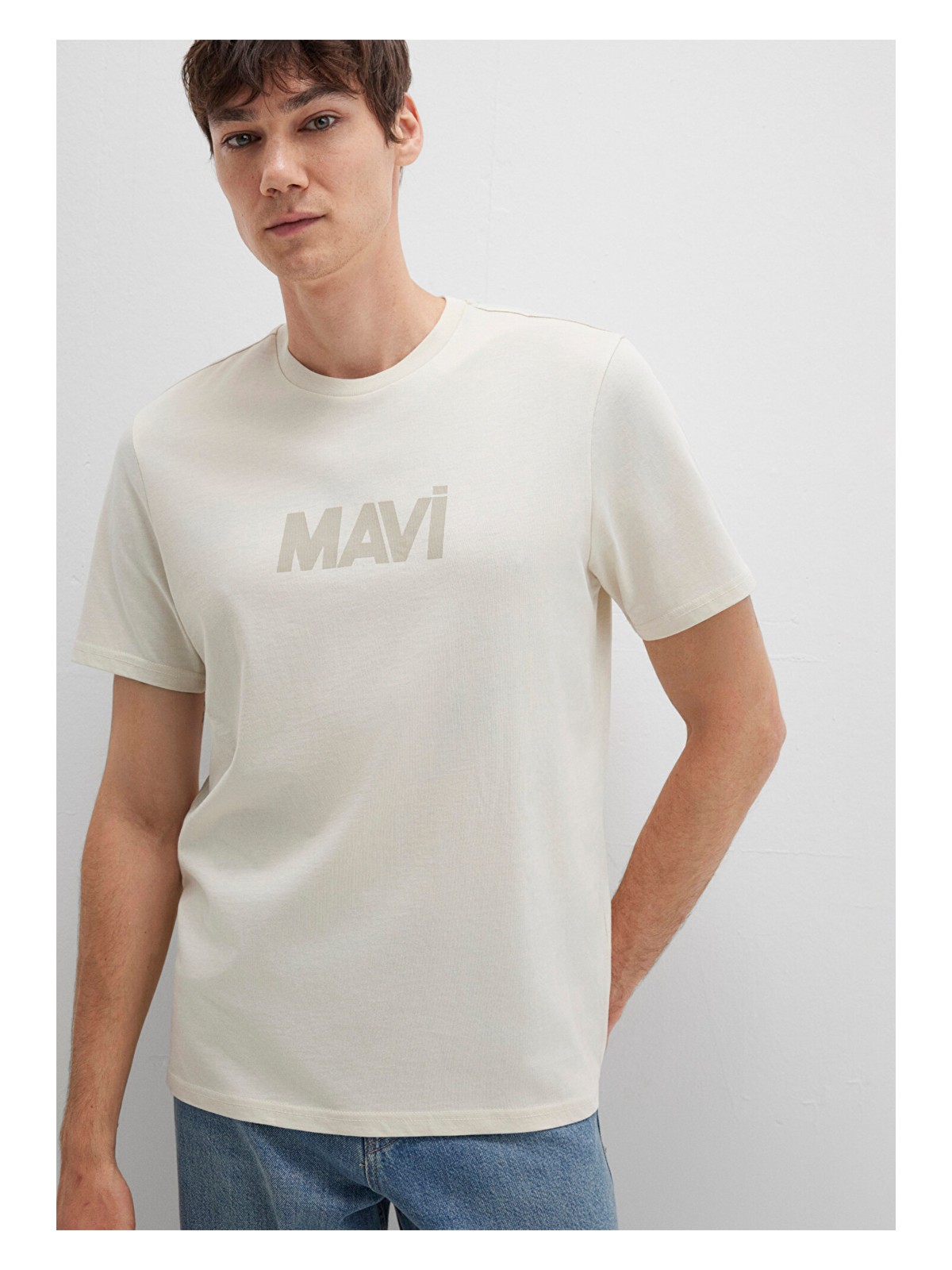 Mavi Mavi Logo Baskılı Bej Tişört 0612896-70134 - Görsel 3