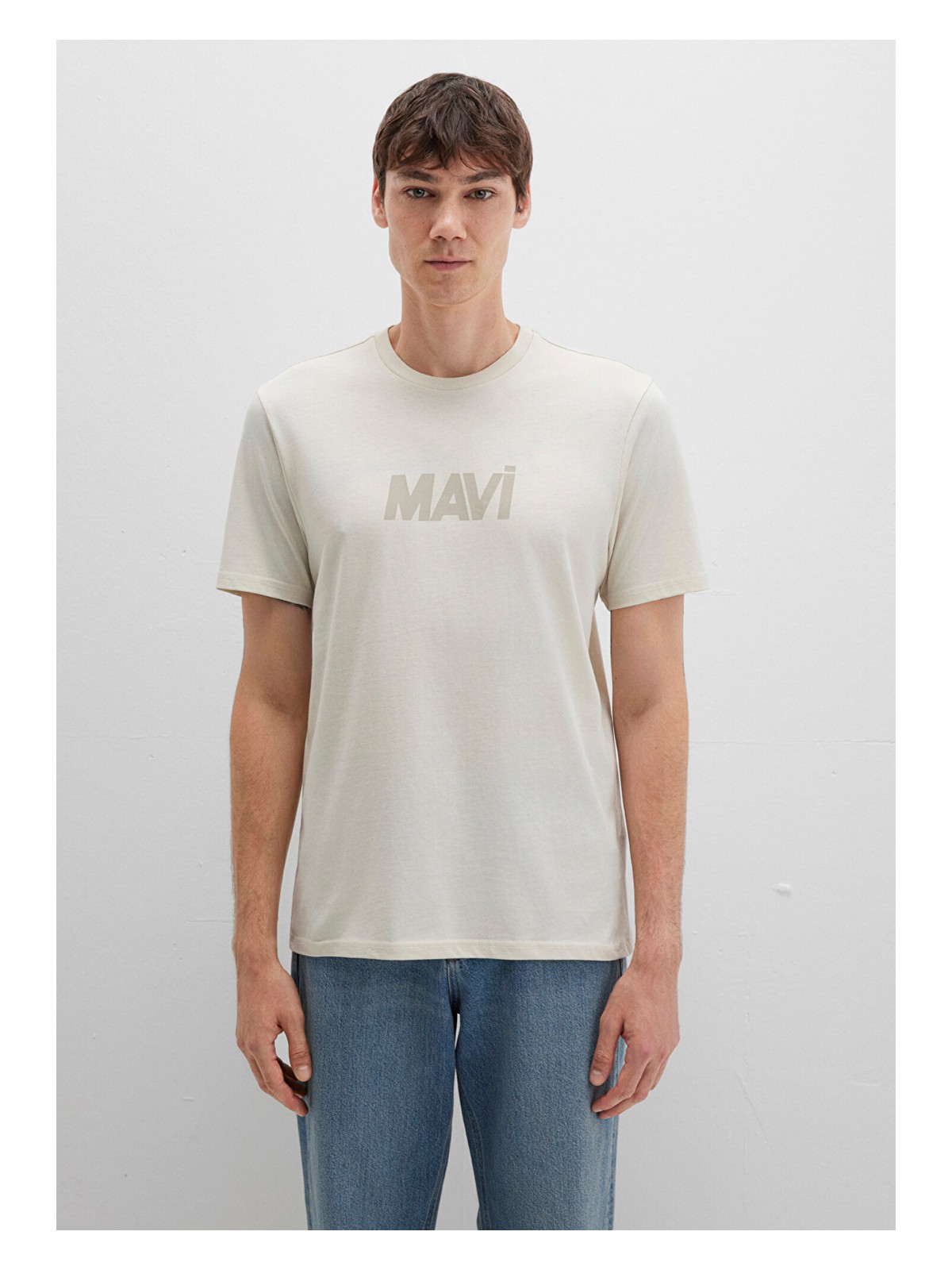 Mavi Mavi Logo Baskılı Bej Tişört 0612896-70134 - Görsel 4