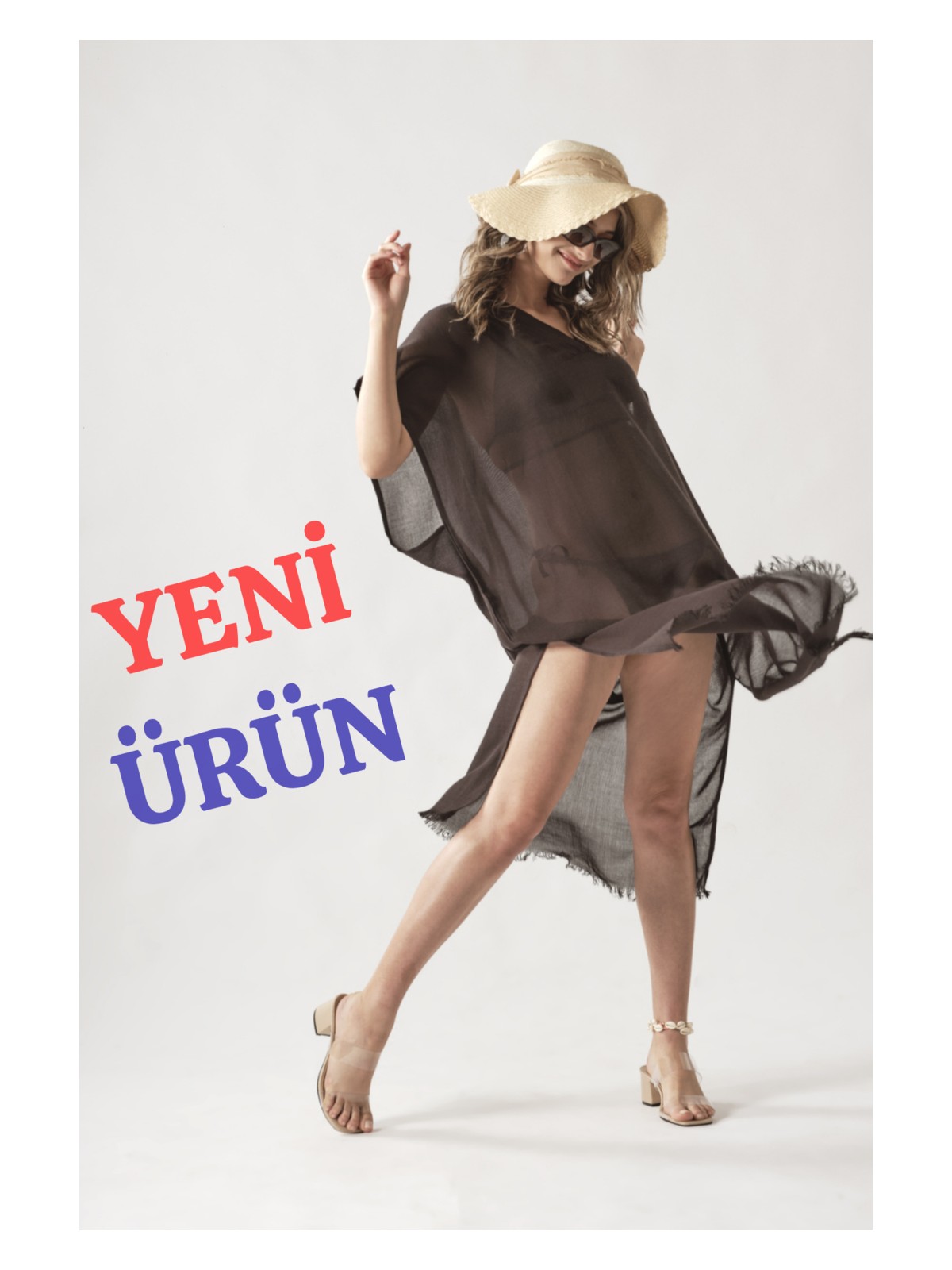 Rozet Tekstil Mavi Düğmeli Pamuklu Yazlık Plaj Elbisesi Standart Beden - Görsel 5