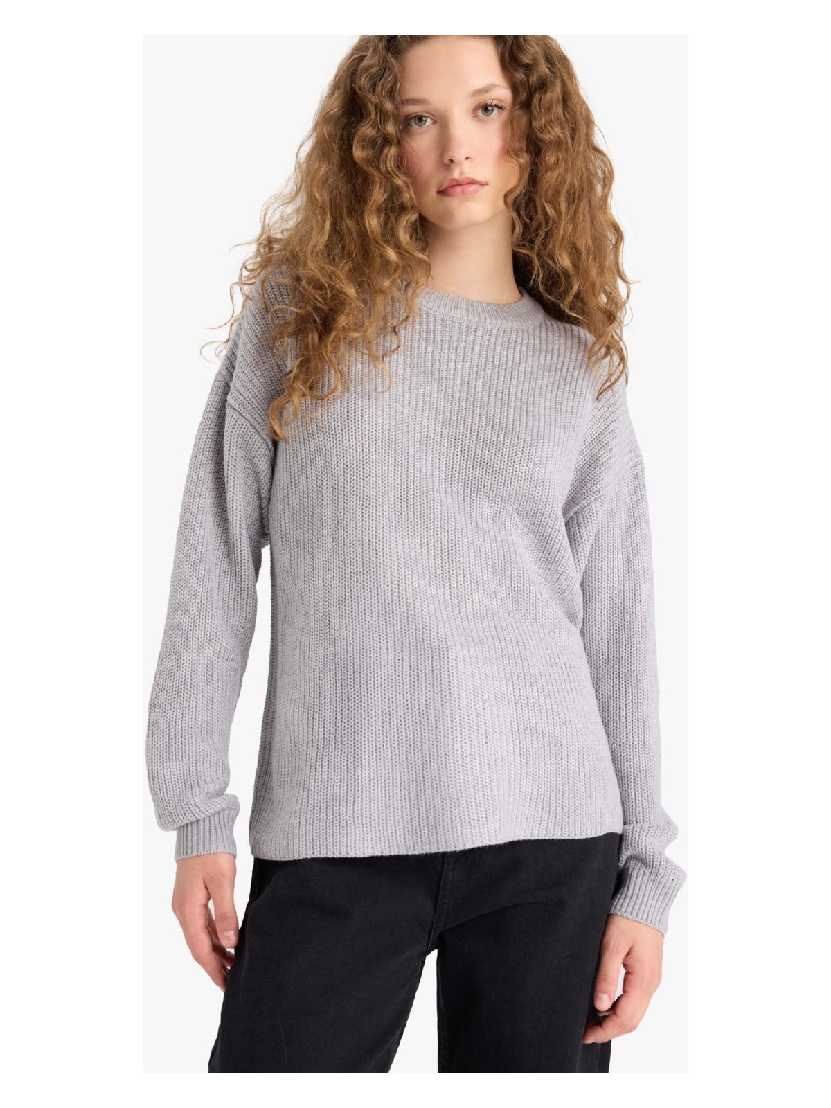 DeFacto Regular Fit Bisiklet Yaka Selanik Kumaş Basic Düz Triko Kazak H6905AZ25WN - Görsel 8