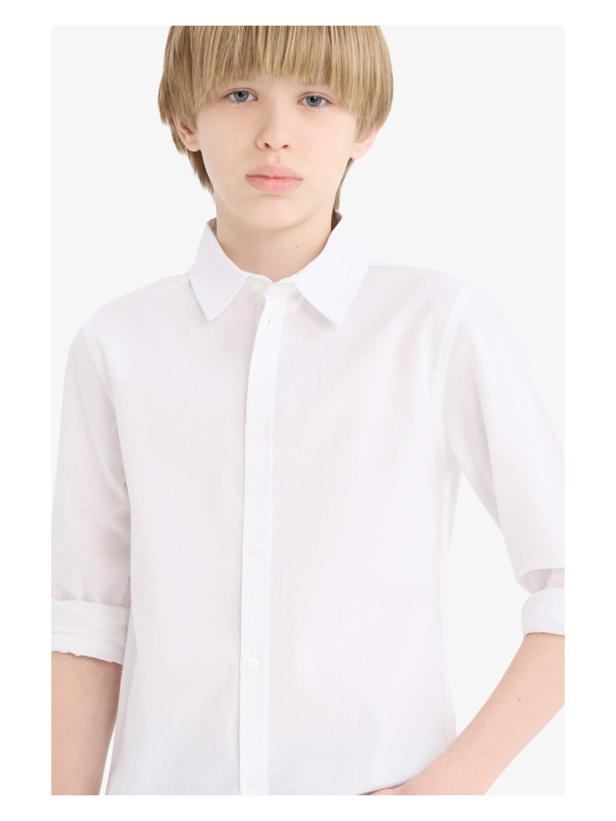 DeFacto Polo Yaka Poplin Uzun Kollu Okul Gömleği Erkek Çocuk T8853A625AU