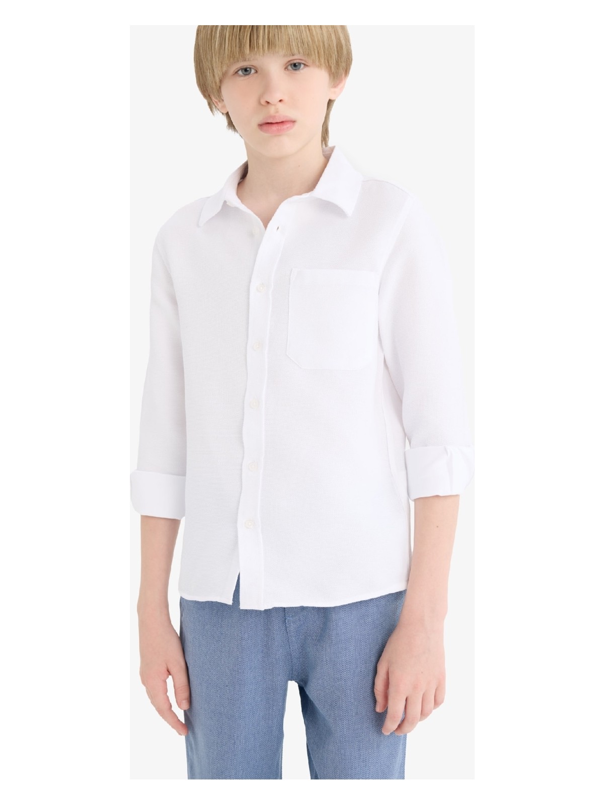 DeFacto Polo Yaka Oxford Uzun Kollu Okul Gömleği Erkek Çocuk T8854A625AU