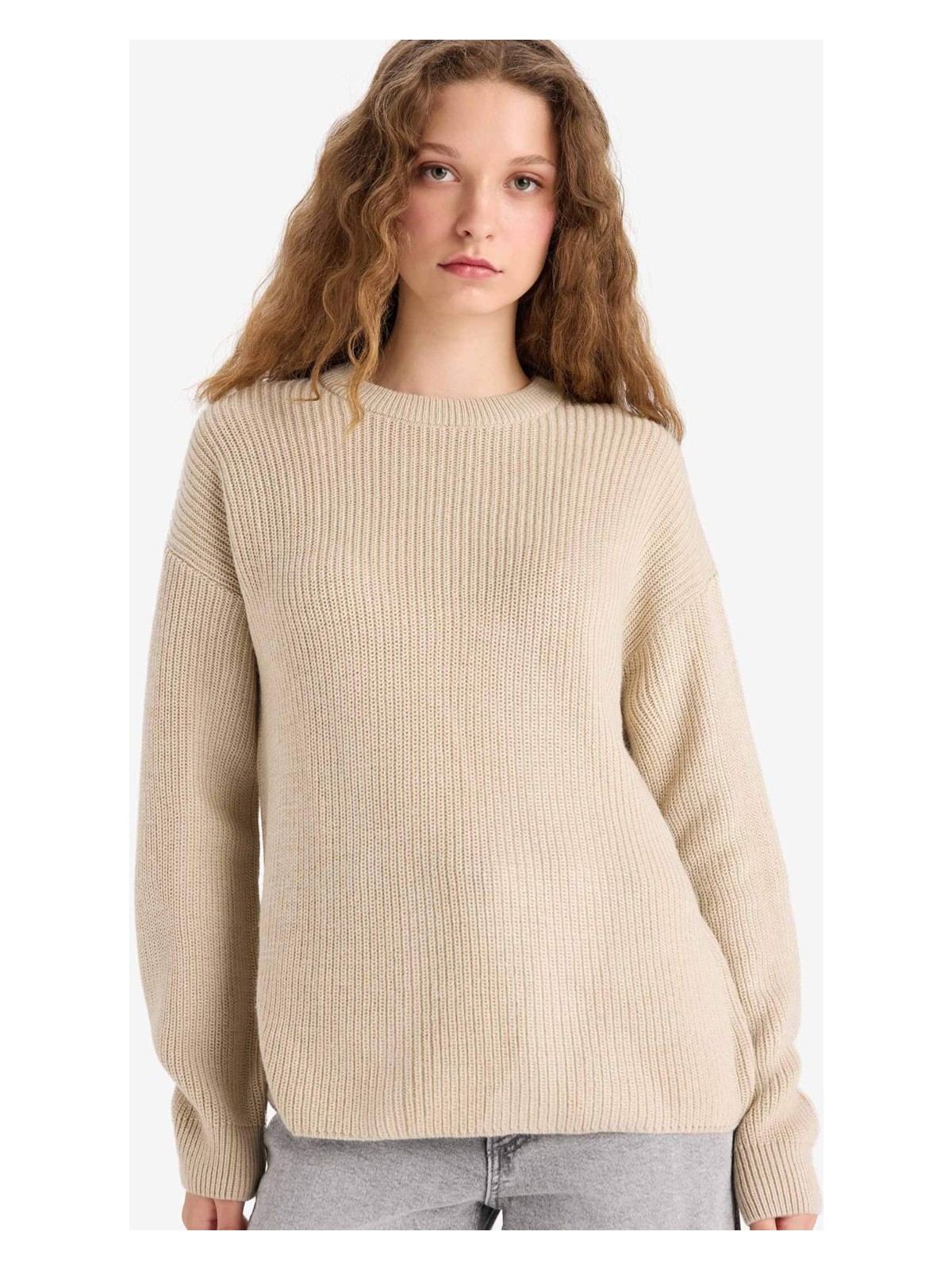 DeFacto Regular Fit Bisiklet Yaka Selanik Kumaş Basic Düz Triko Kazak H6905AZ25WN