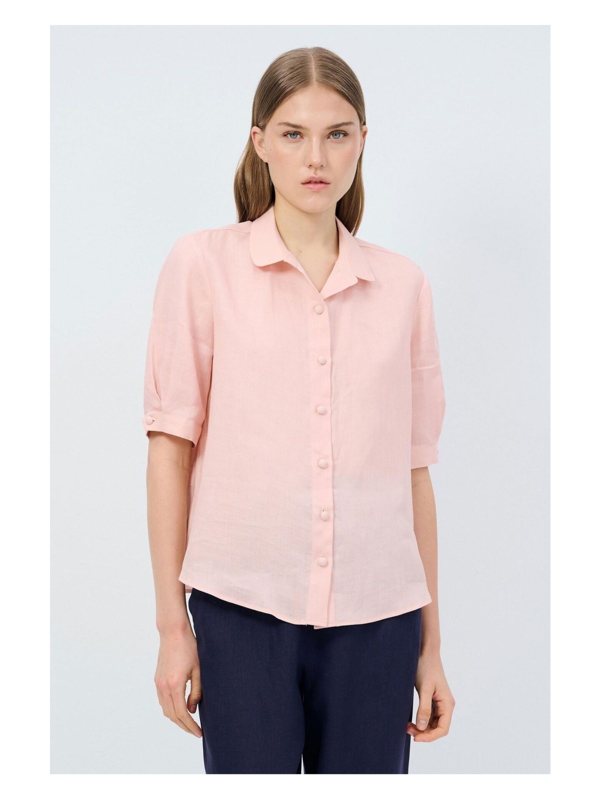 adL Bebe Yaka Yarım Kollu Gömlek