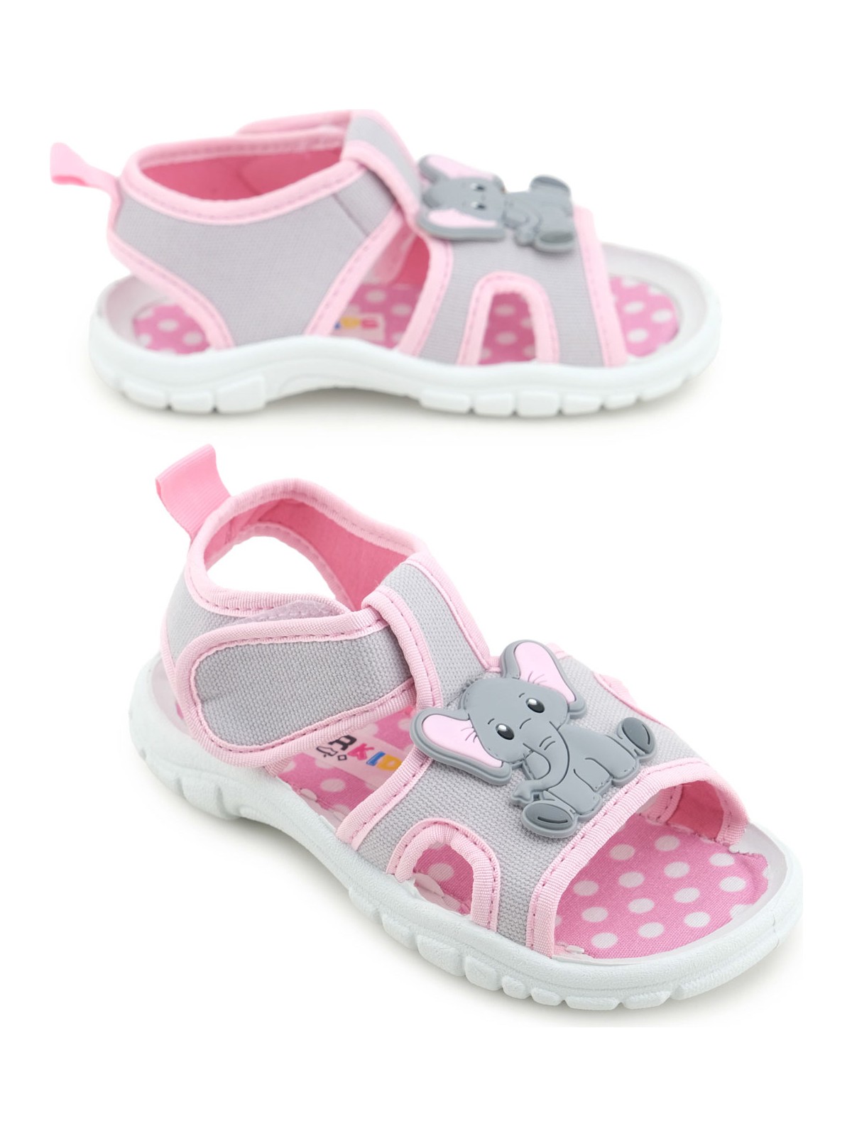 Gezer Kız Çocuk Bilekten Cırtlı Ayarlanabilir Pvc Rahat Esnek Taban Günlük Sandalet