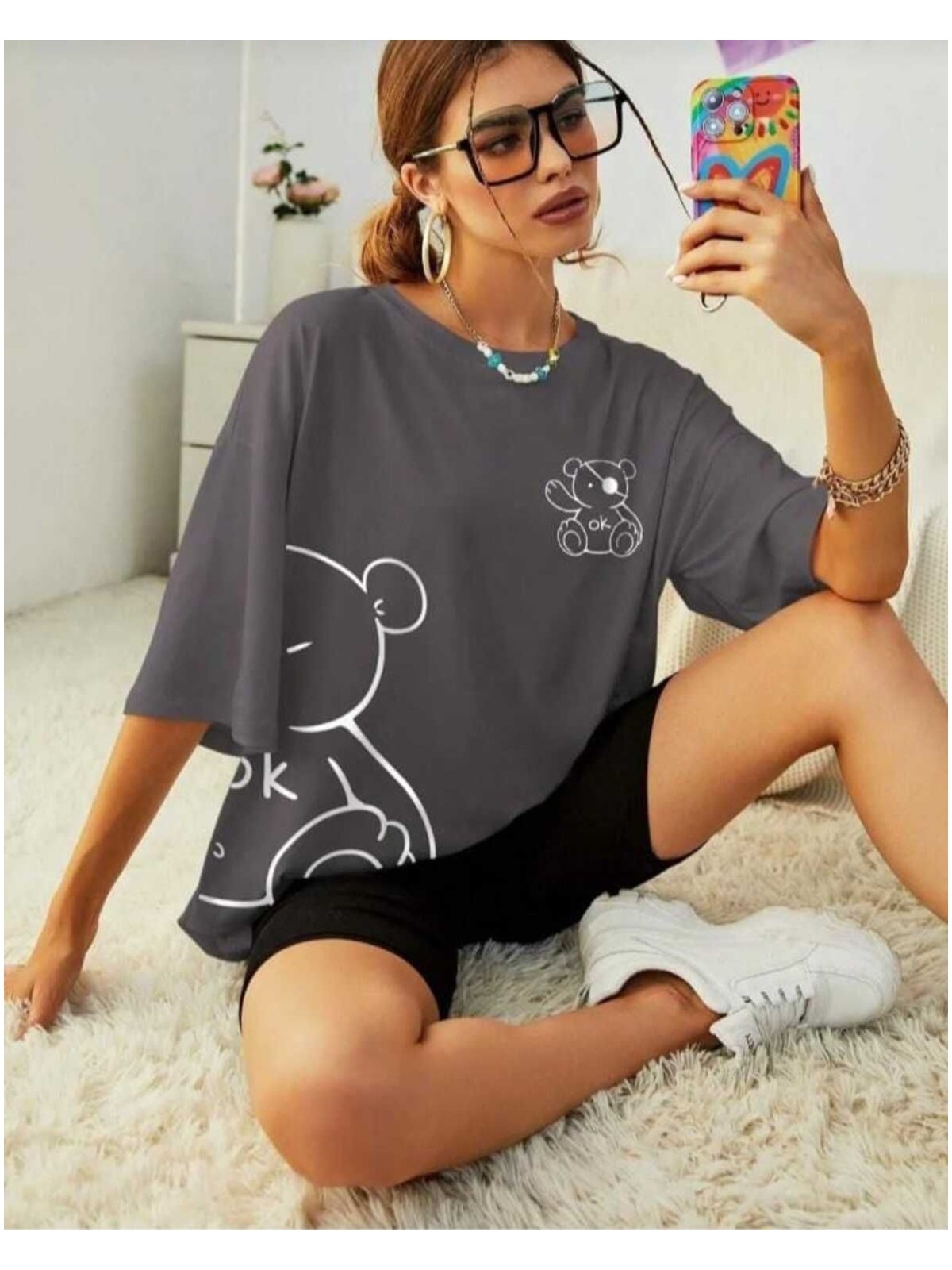 Kozia Outdoors Malkoçbey Korsan Ayı Baskılı Oversize Unisex Basic T-Şihirt - Görsel 5