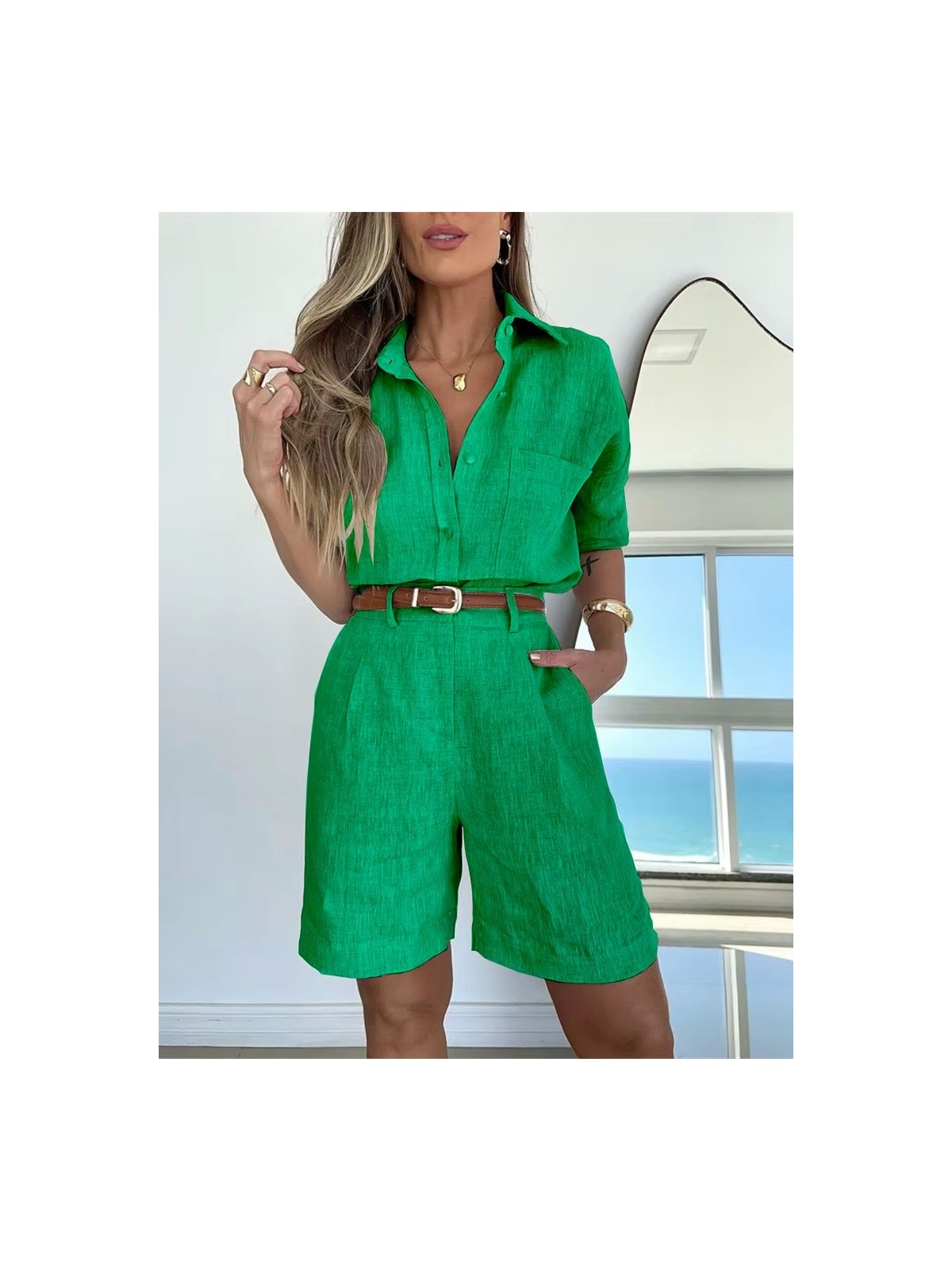 Barbora Keten Şort Gömlek Ikili Takım