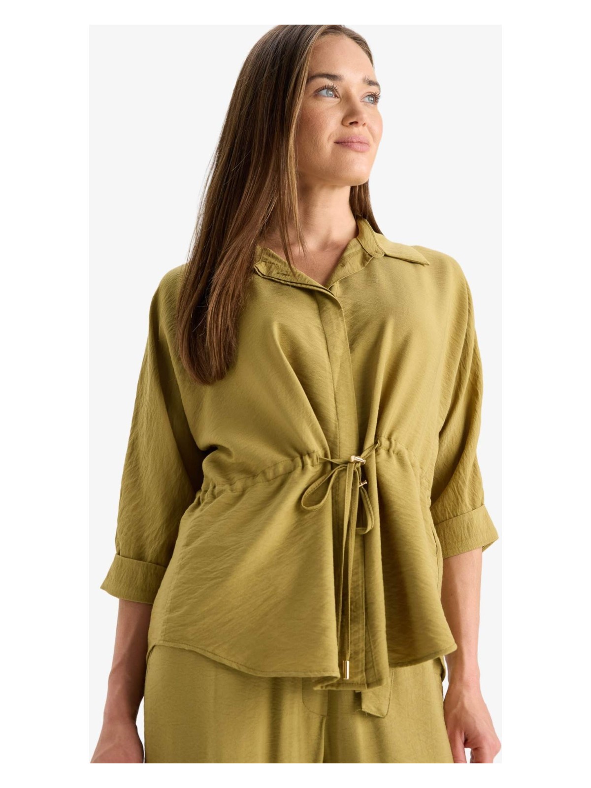 DeFacto Beli Lastikli Uzun Kollu Gömlek F4972AX25AU