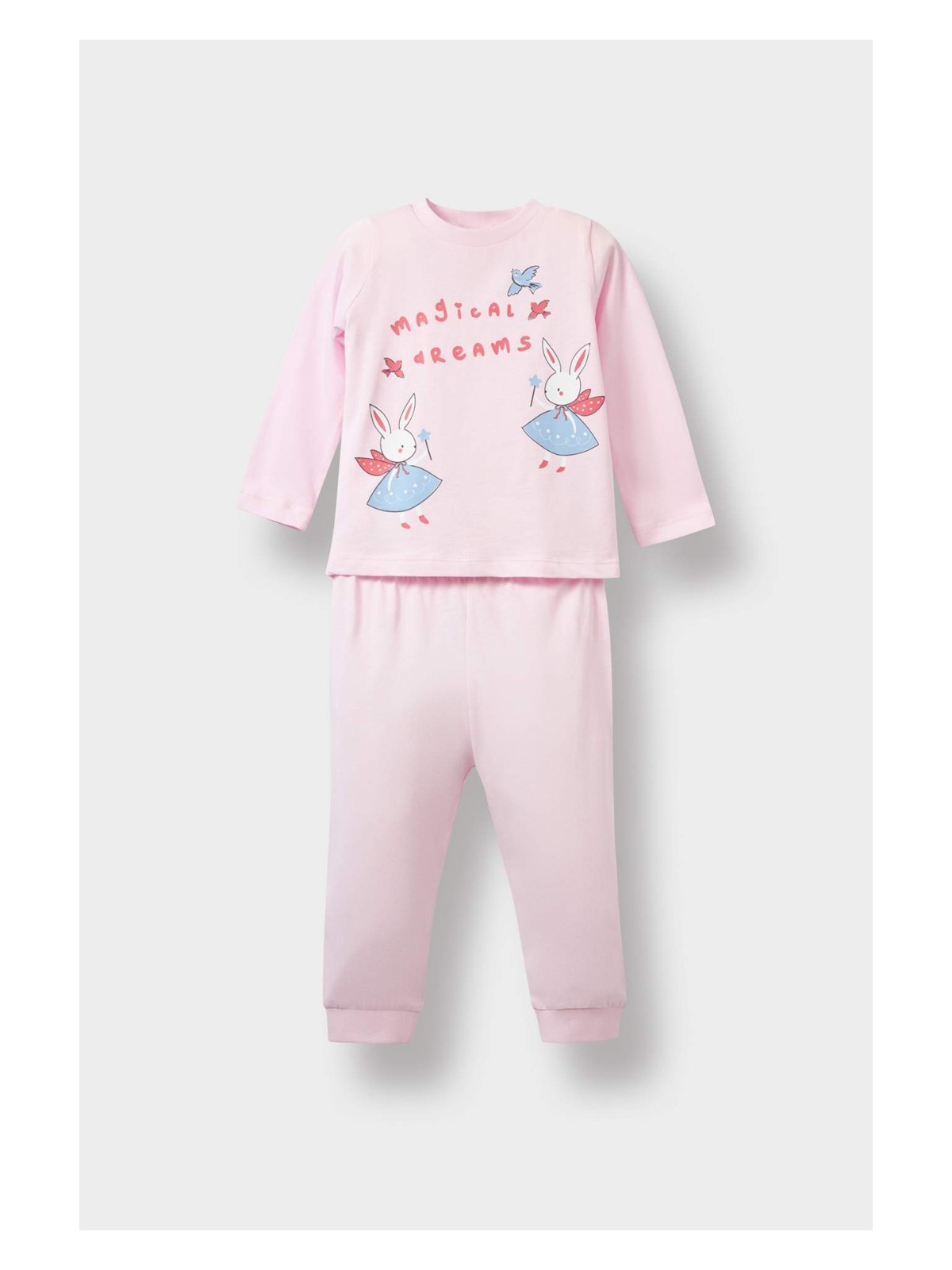 DeFacto Pijama Takımı Tavşan Baskılı Uzun Kollu Penye Üst Uzun Alt Kız Bebek F2910A525AU